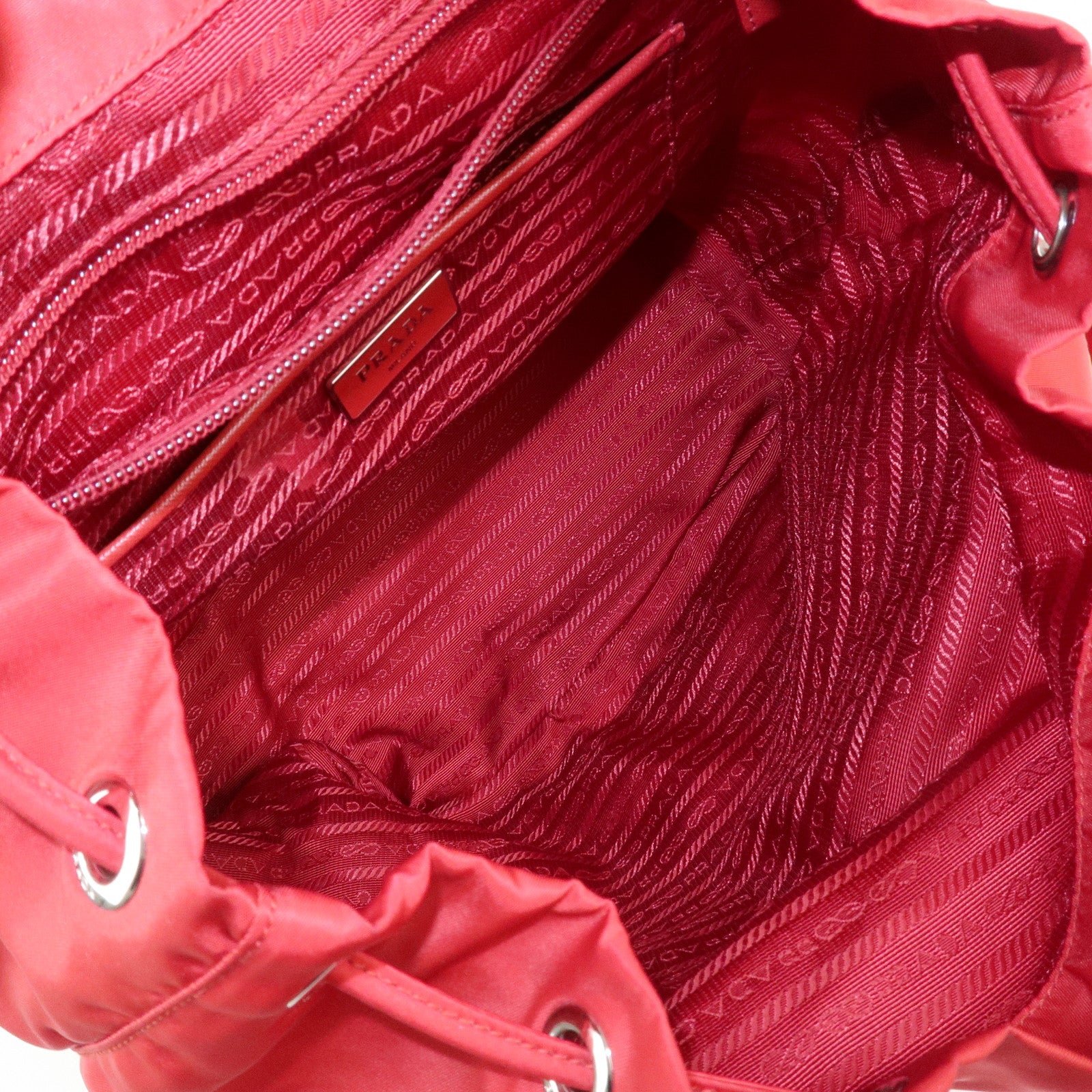 prada triangle logo nylon leather backpack ruck sack pink b6677 used prada triangle logo nylon leather backpack ruck sack pink b6677 used