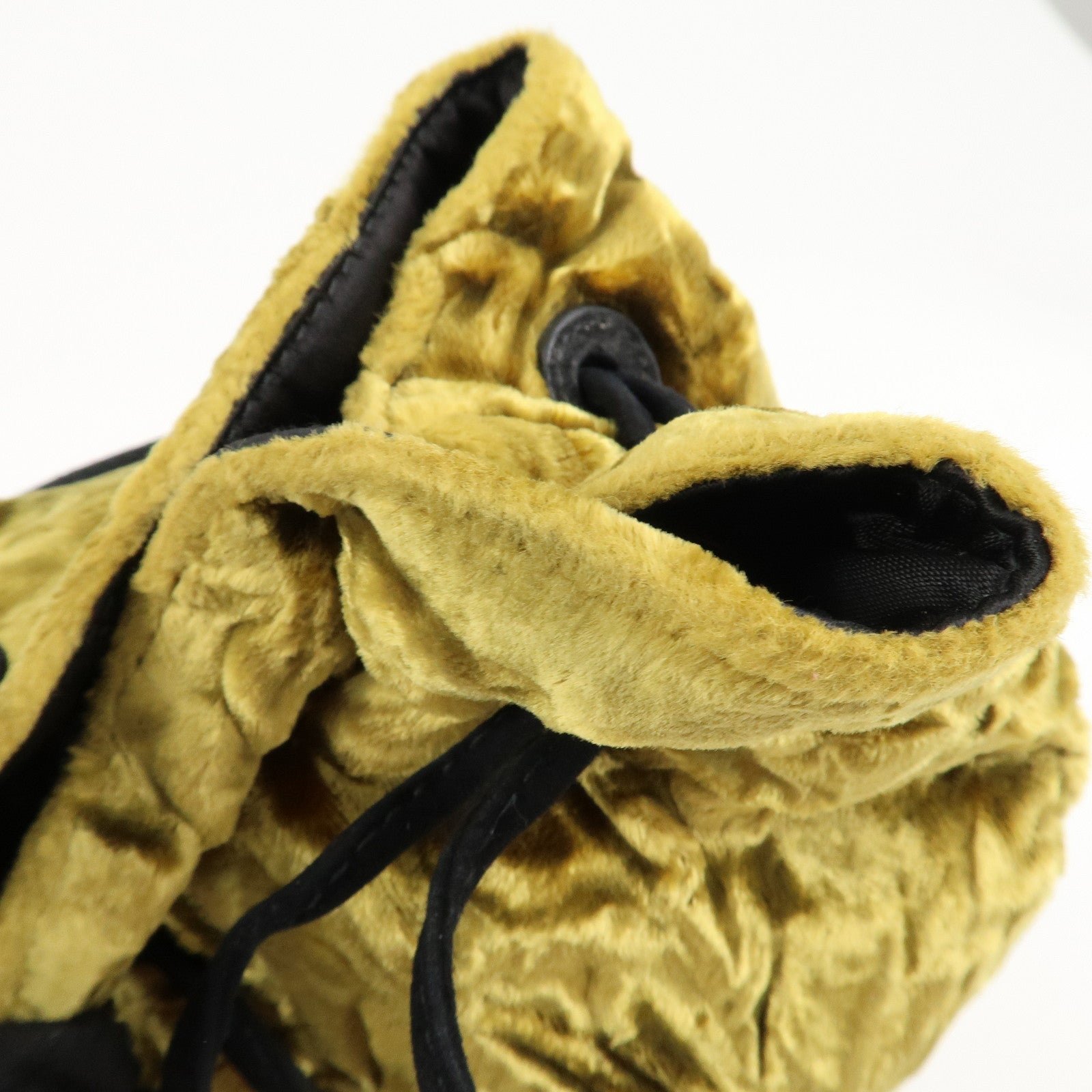 miu miu satin velour suede shoulder bag drawstring bag gold black used miu miu satin velour suede shoulder bag drawstring bag gold black used