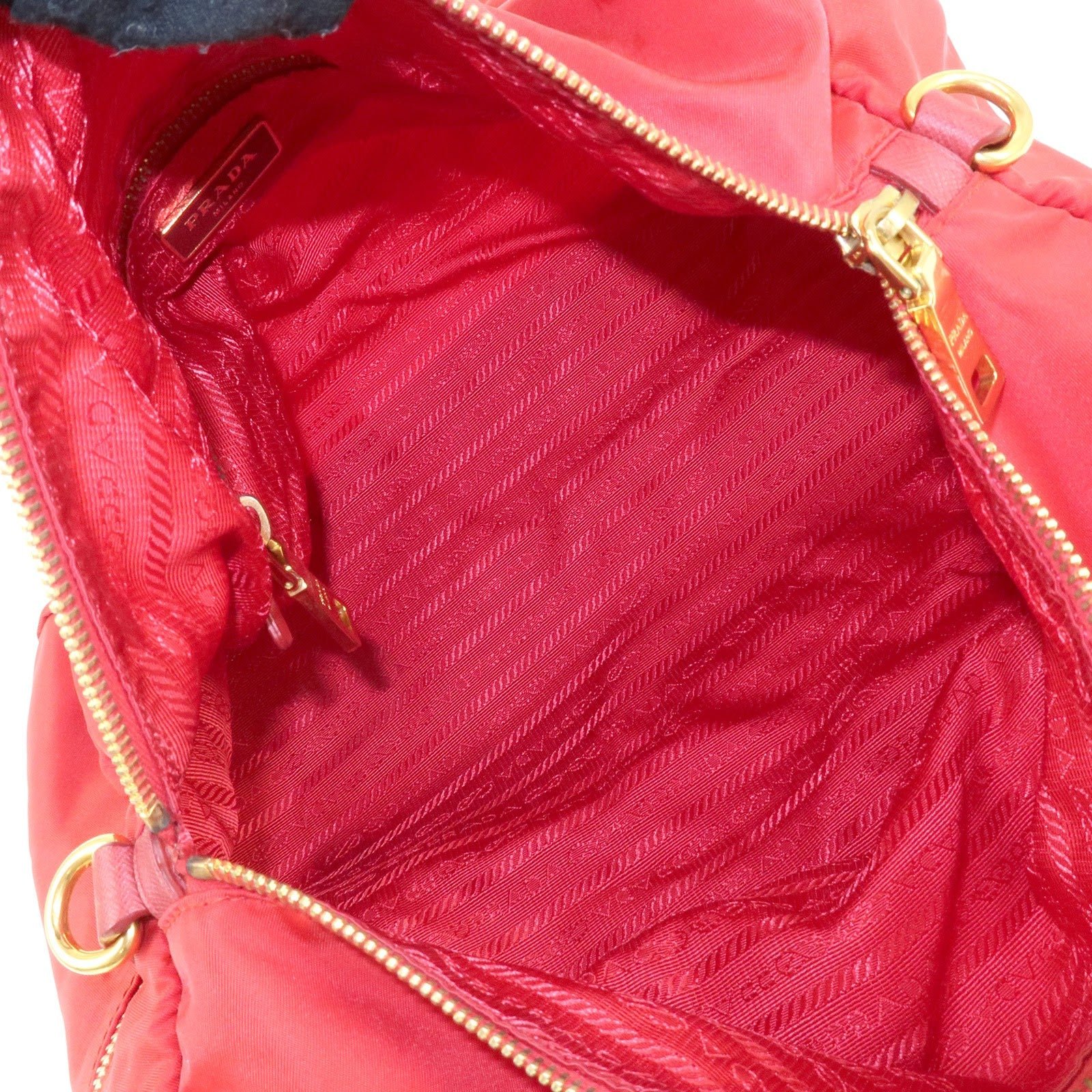 prada triangle logo nylon leather 2way shoulder bag hand bag red used prada triangle logo nylon leather 2way shoulder bag hand bag red used