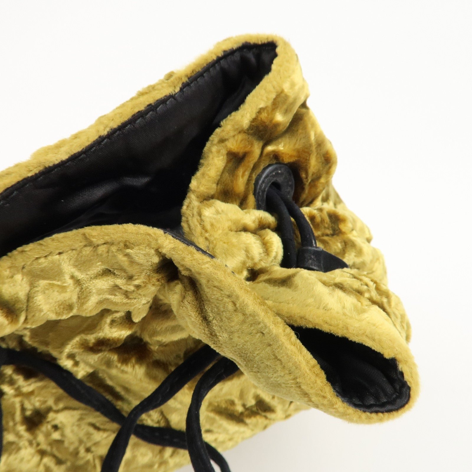 miu miu satin velour suede shoulder bag drawstring bag gold black used miu miu satin velour suede shoulder bag drawstring bag gold black used