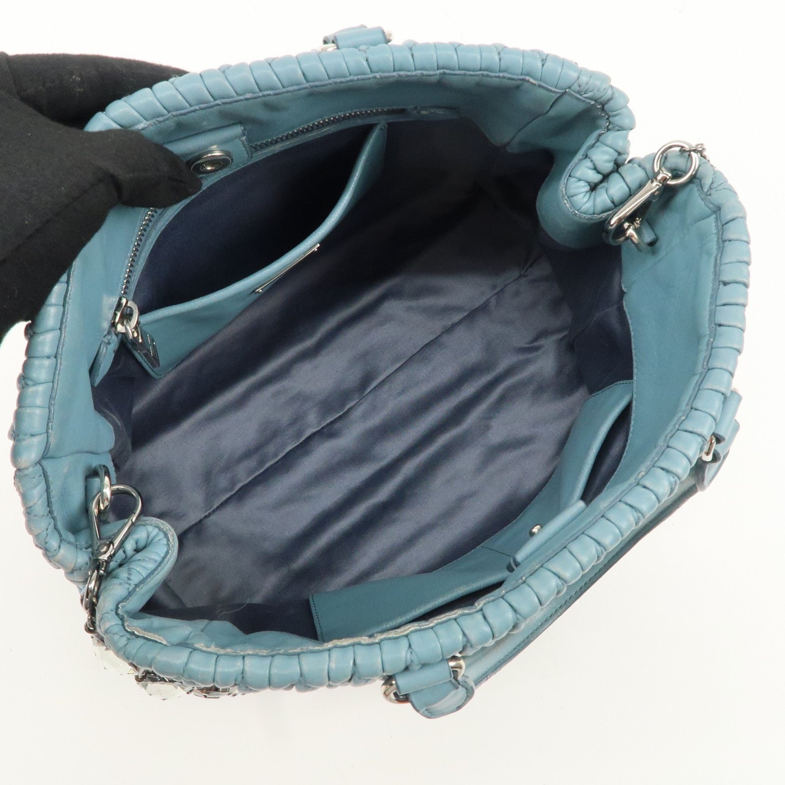 miu miu matelasse nappa crystal leather 2way bag rn0958 used miu miu matelasse nappa crystal leather 2way bag rn0958 used