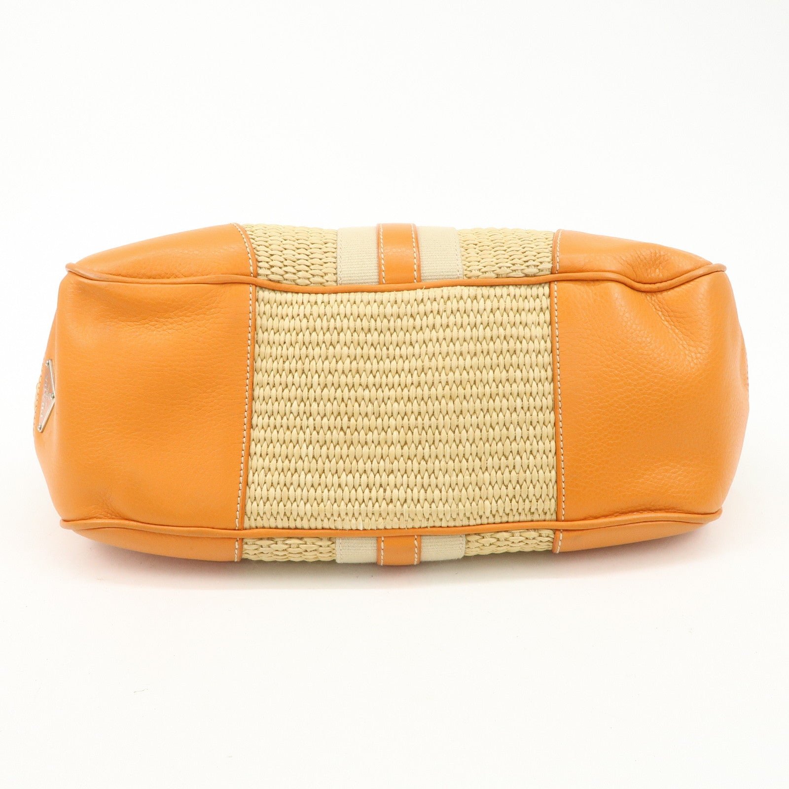 prada triangle logo raffia leather shoulder bag beige orange prada triangle logo raffia leather shoulder bag beige orange