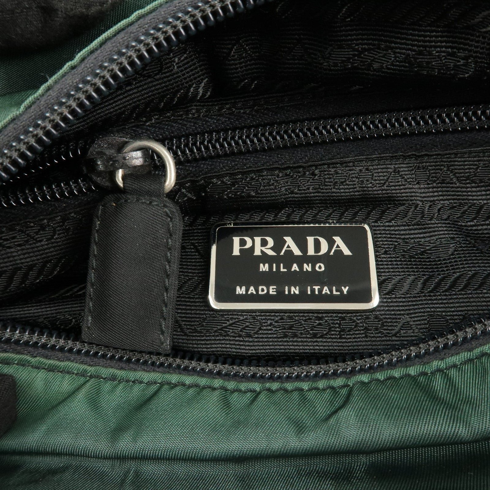prada triangle logo nylon leather tote bag green prada triangle logo nylon leather tote bag green