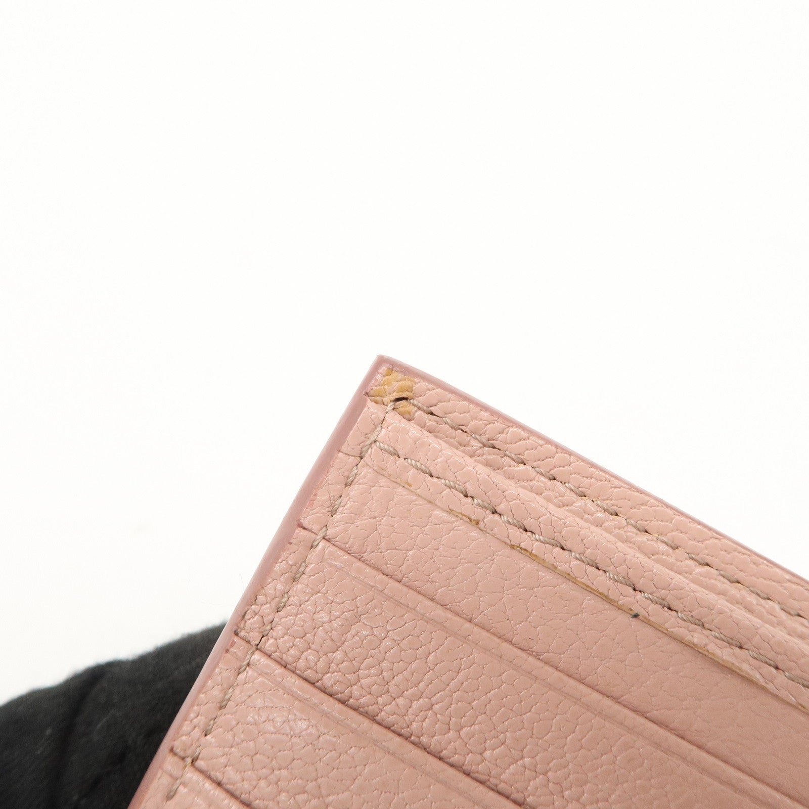 miu miu leather double hook bi fold wallet pink gold hardware used miu miu leather double hook bi fold wallet pink gold hardware used
