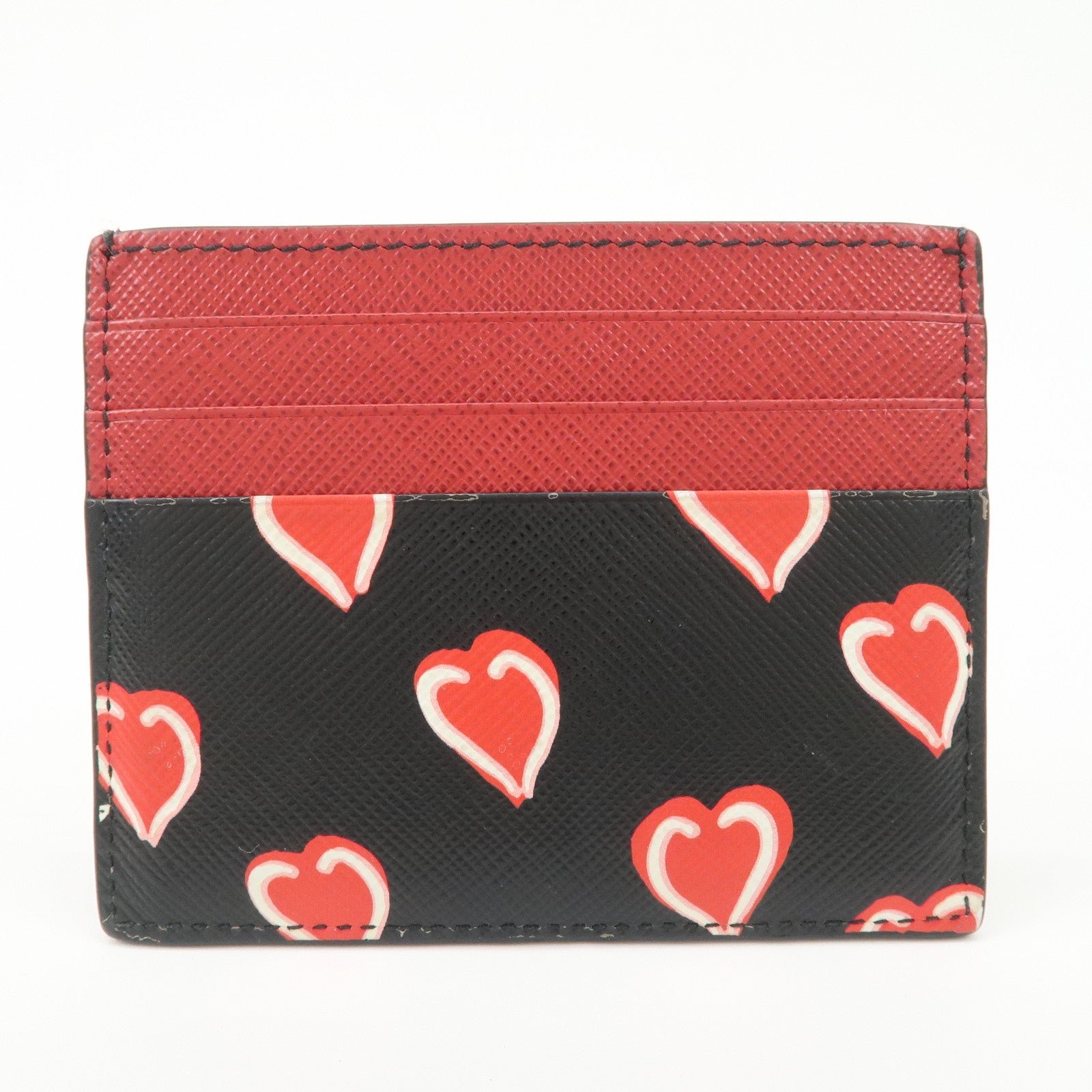 prada saffiano leather heart card case black red white 1mc025 prada saffiano leather heart card case black red white 1mc025