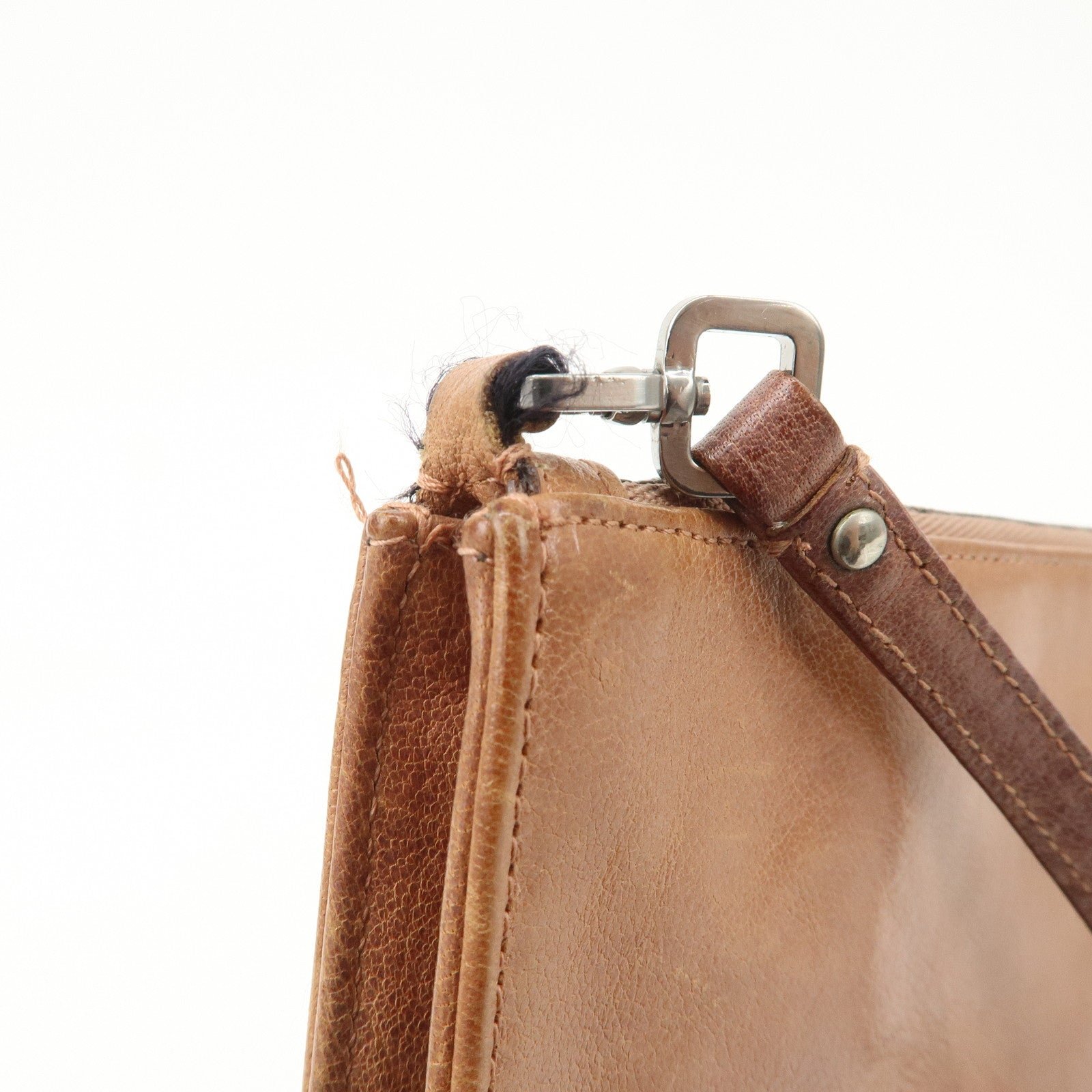 prada triangle logo leather shoulder bag hand bag brown used prada triangle logo leather shoulder bag hand bag brown used