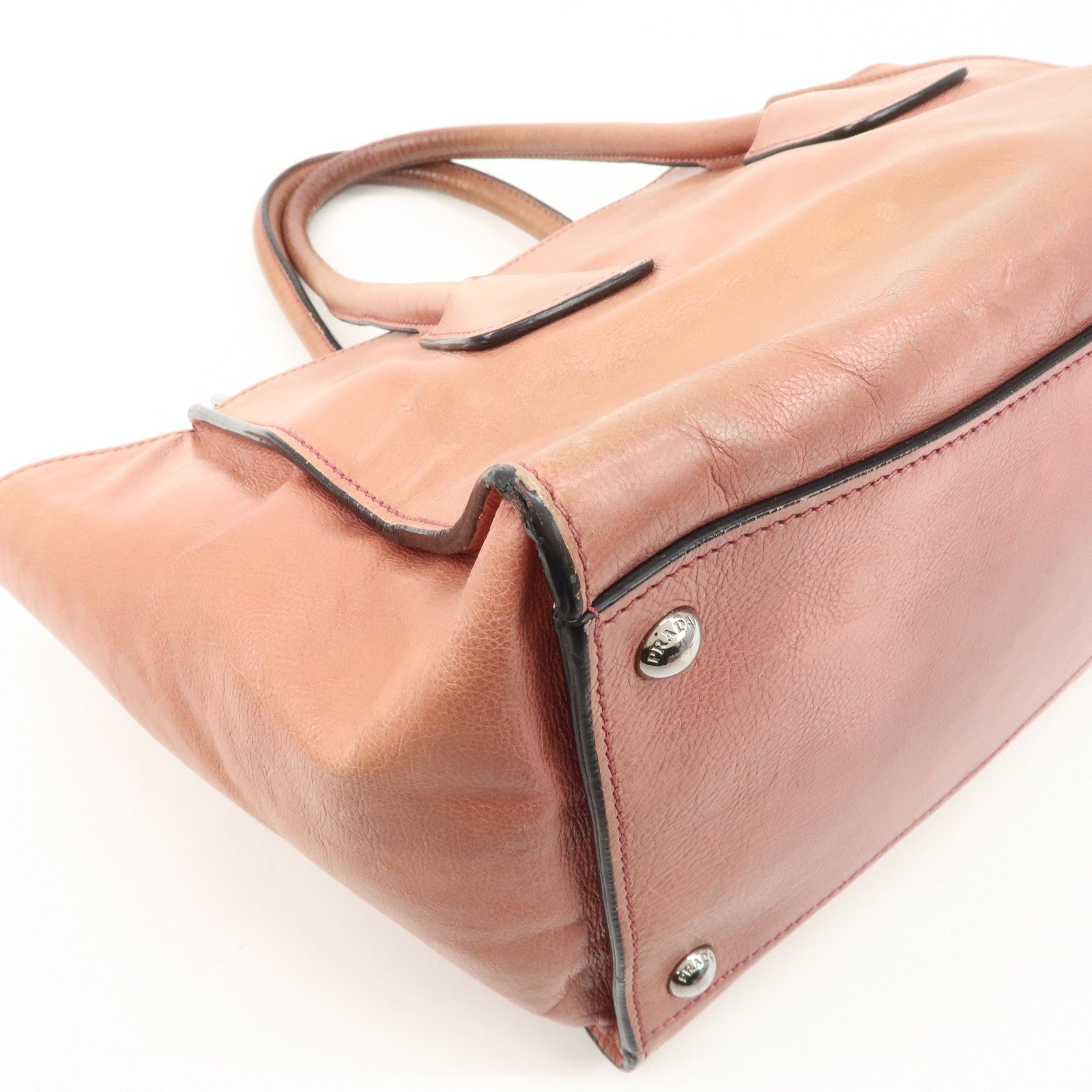 prada triangle logo leather 2way tote bag hand bag pink b2625m prada triangle logo leather 2way tote bag hand bag pink b2625m