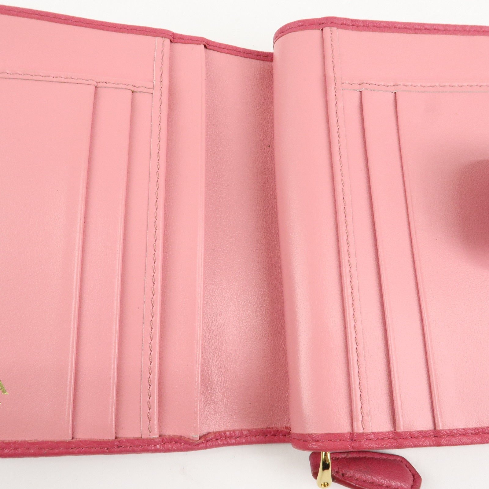 prada logo leather bi fold wallet small wallet pink 1ml018 used prada logo leather bi fold wallet small wallet pink 1ml018 used