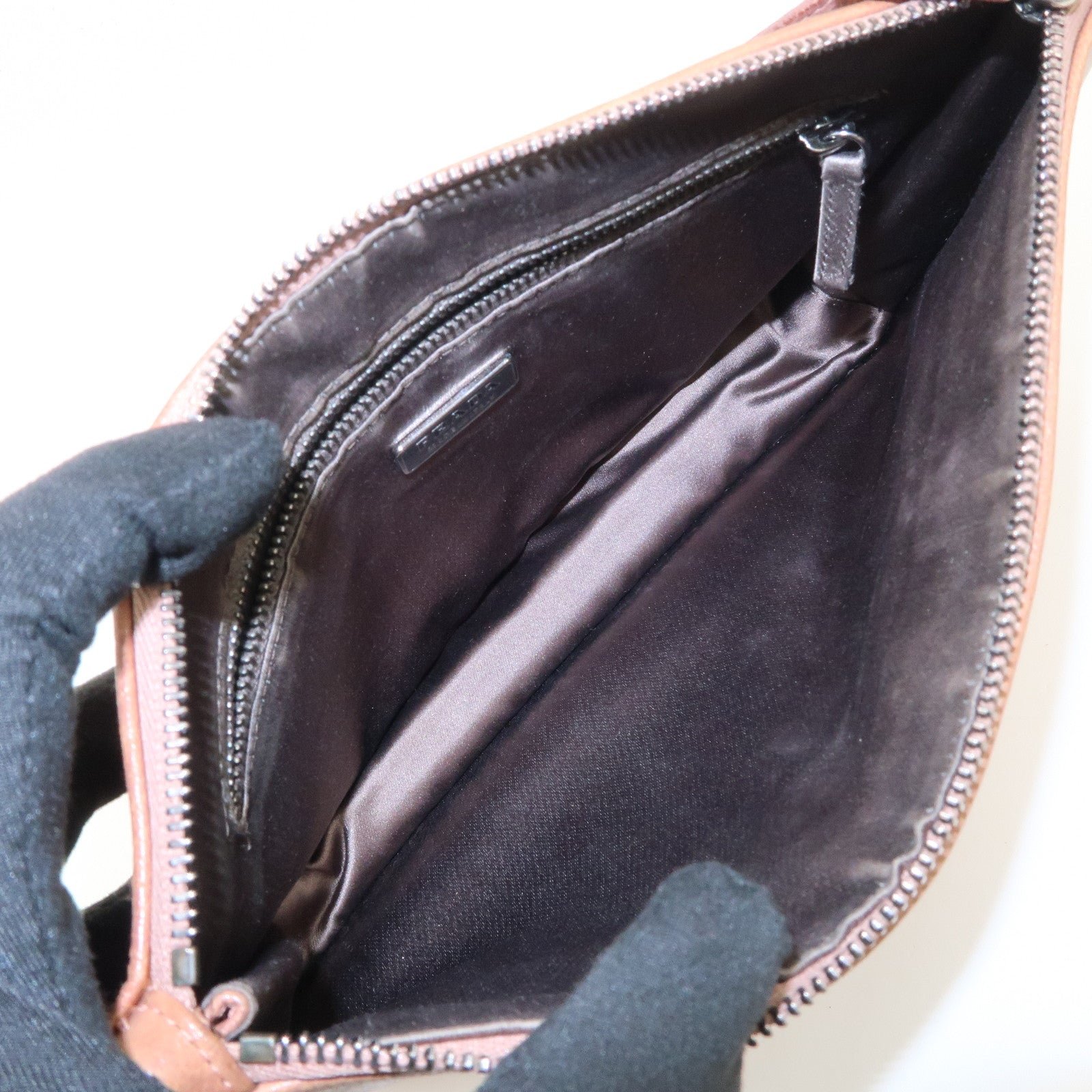 prada triangle logo leather shoulder bag hand bag brown used prada triangle logo leather shoulder bag hand bag brown used