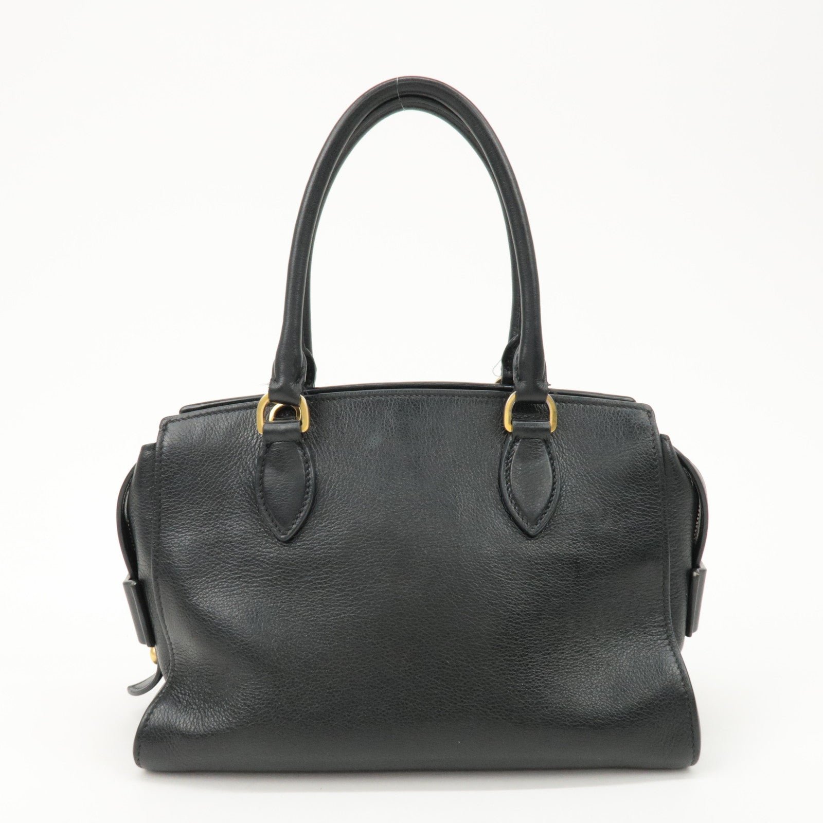 prada leather 2way bag shoulder hand bag black gold used prada leather 2way bag shoulder hand bag black gold used
