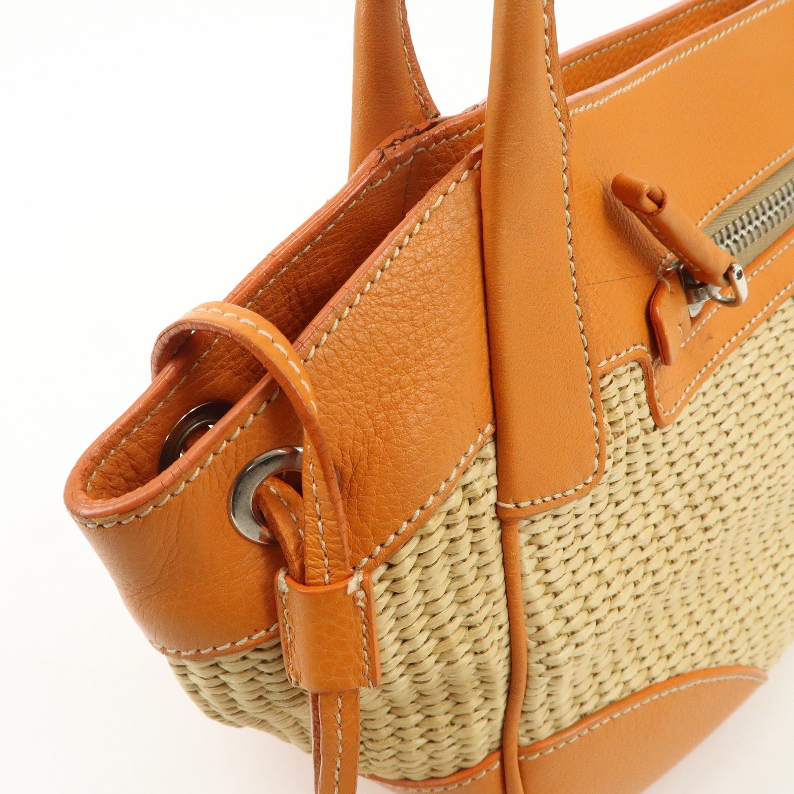prada triangle logo raffia leather shoulder bag beige orange prada triangle logo raffia leather shoulder bag beige orange