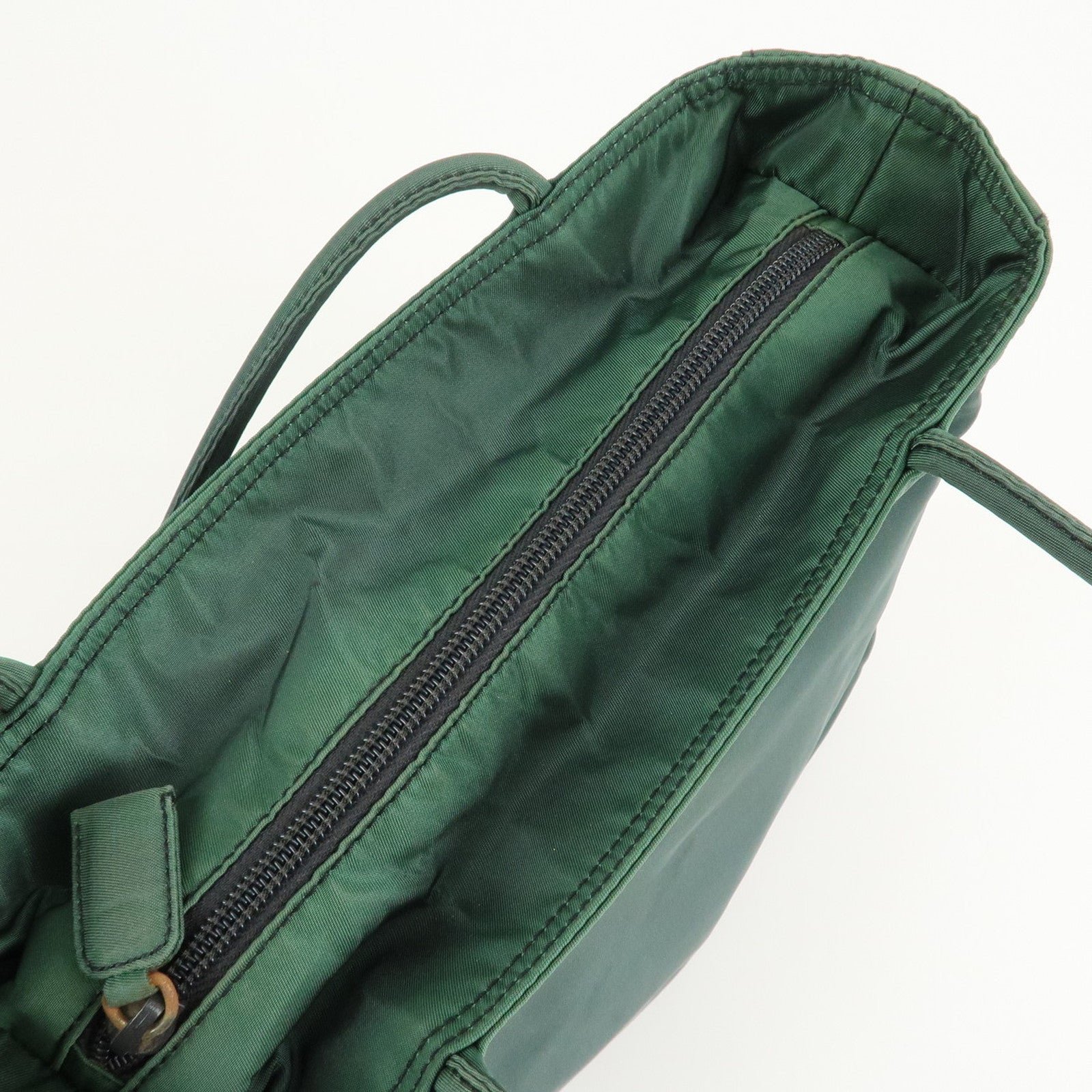 prada triangle logo nylon leather tote bag green prada triangle logo nylon leather tote bag green