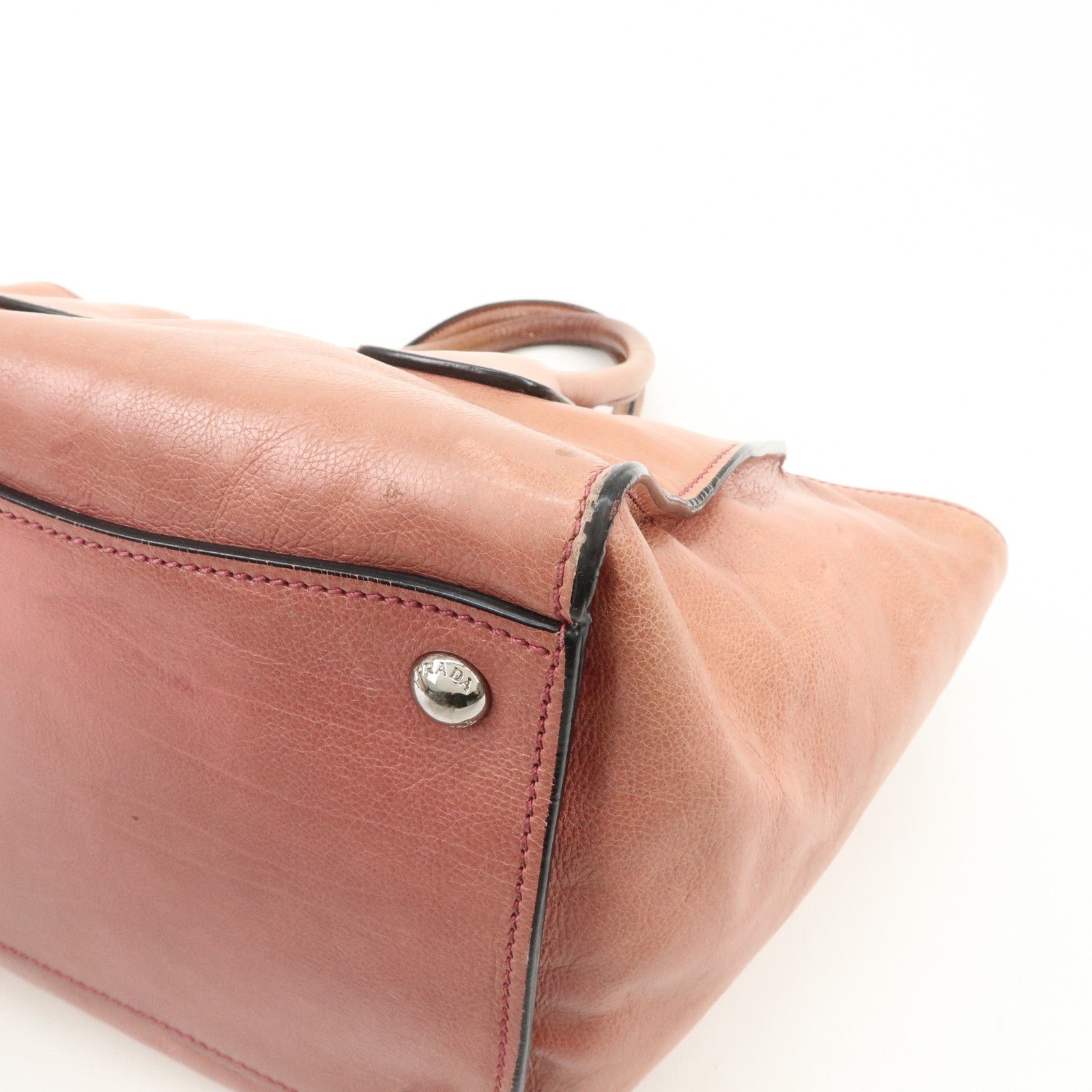 prada triangle logo leather 2way tote bag hand bag pink b2625m prada triangle logo leather 2way tote bag hand bag pink b2625m