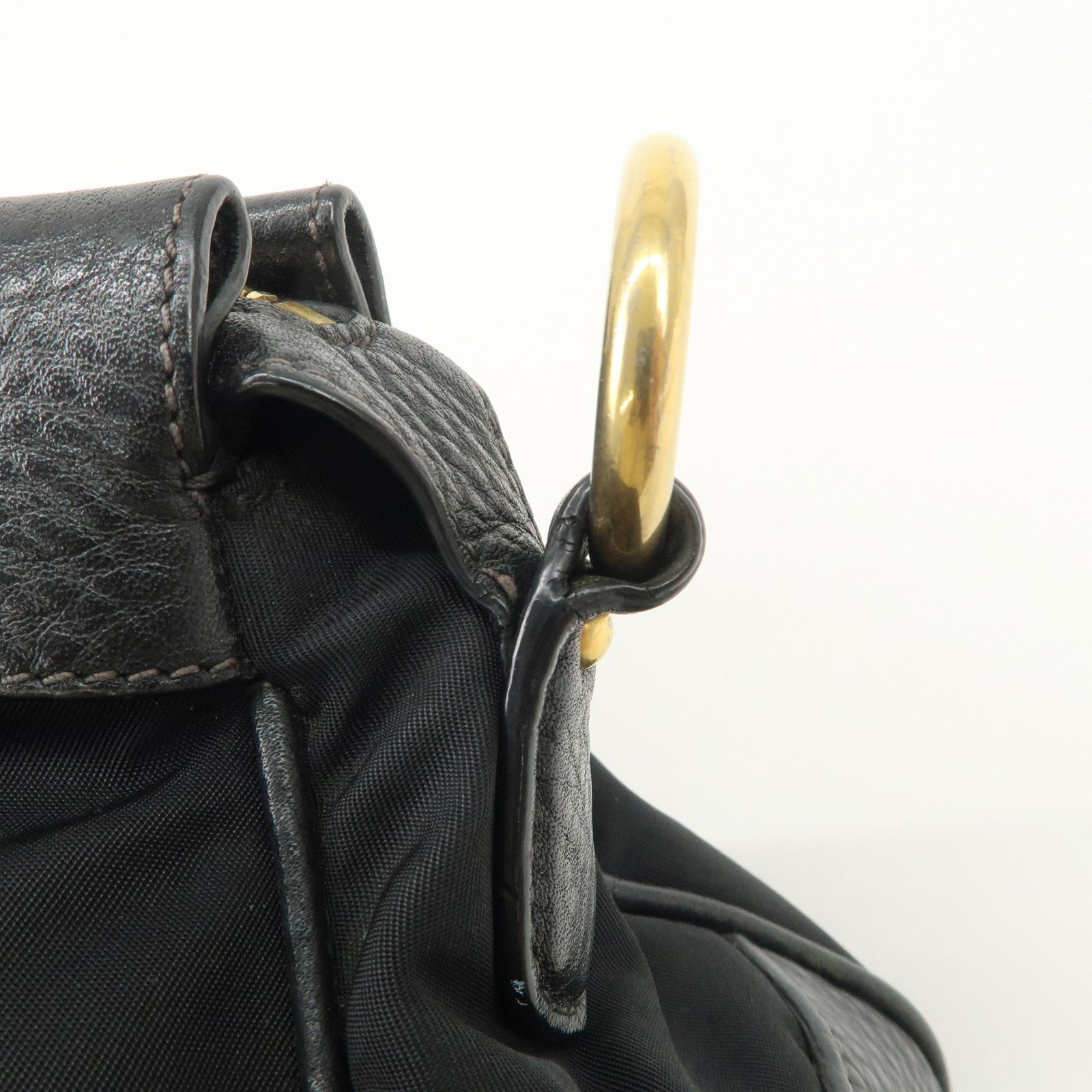 prada nylon leather 2way bag hand bag shoulder bag black bn2032 prada nylon leather 2way bag hand bag shoulder bag black bn2032