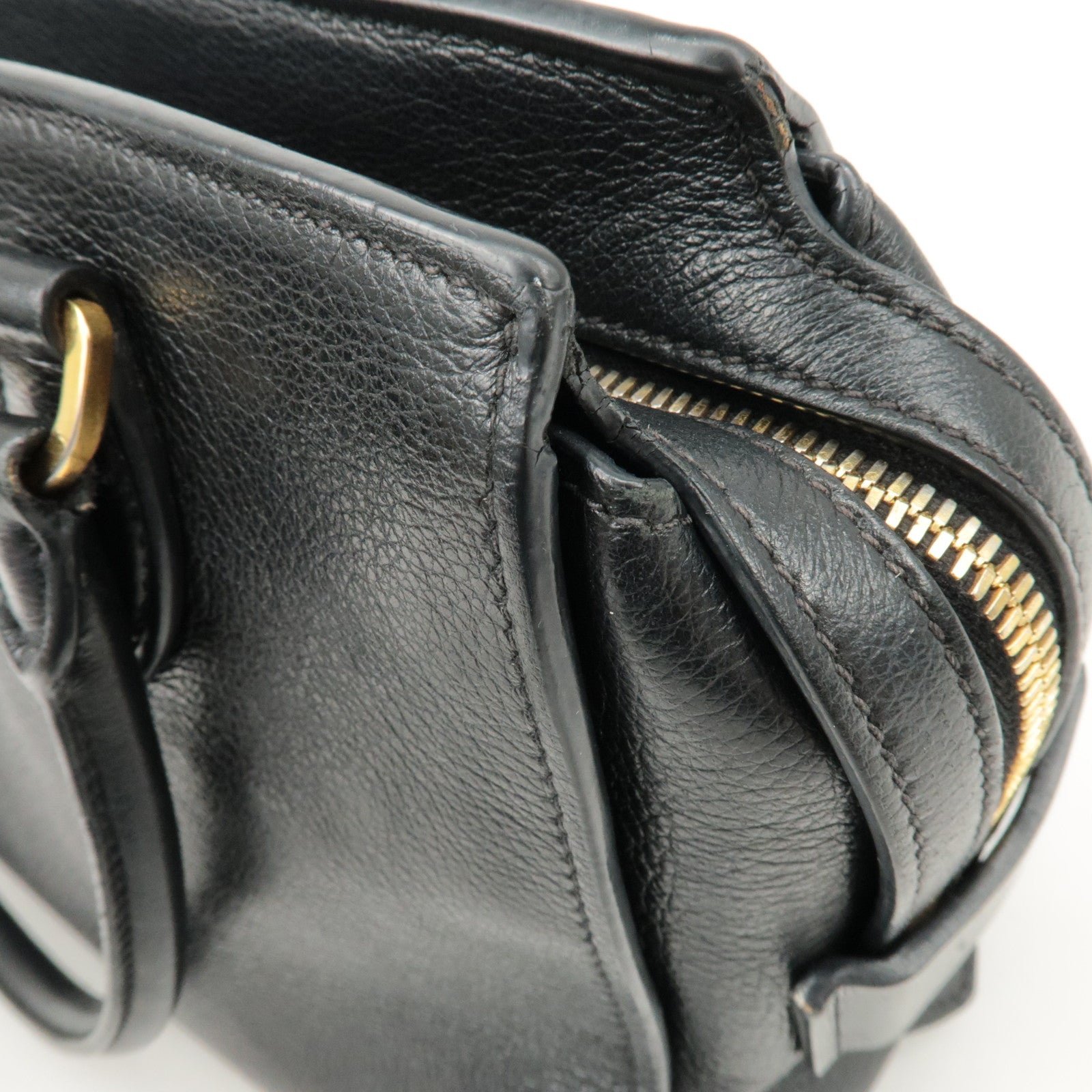 prada leather 2way bag shoulder hand bag black gold used prada leather 2way bag shoulder hand bag black gold used