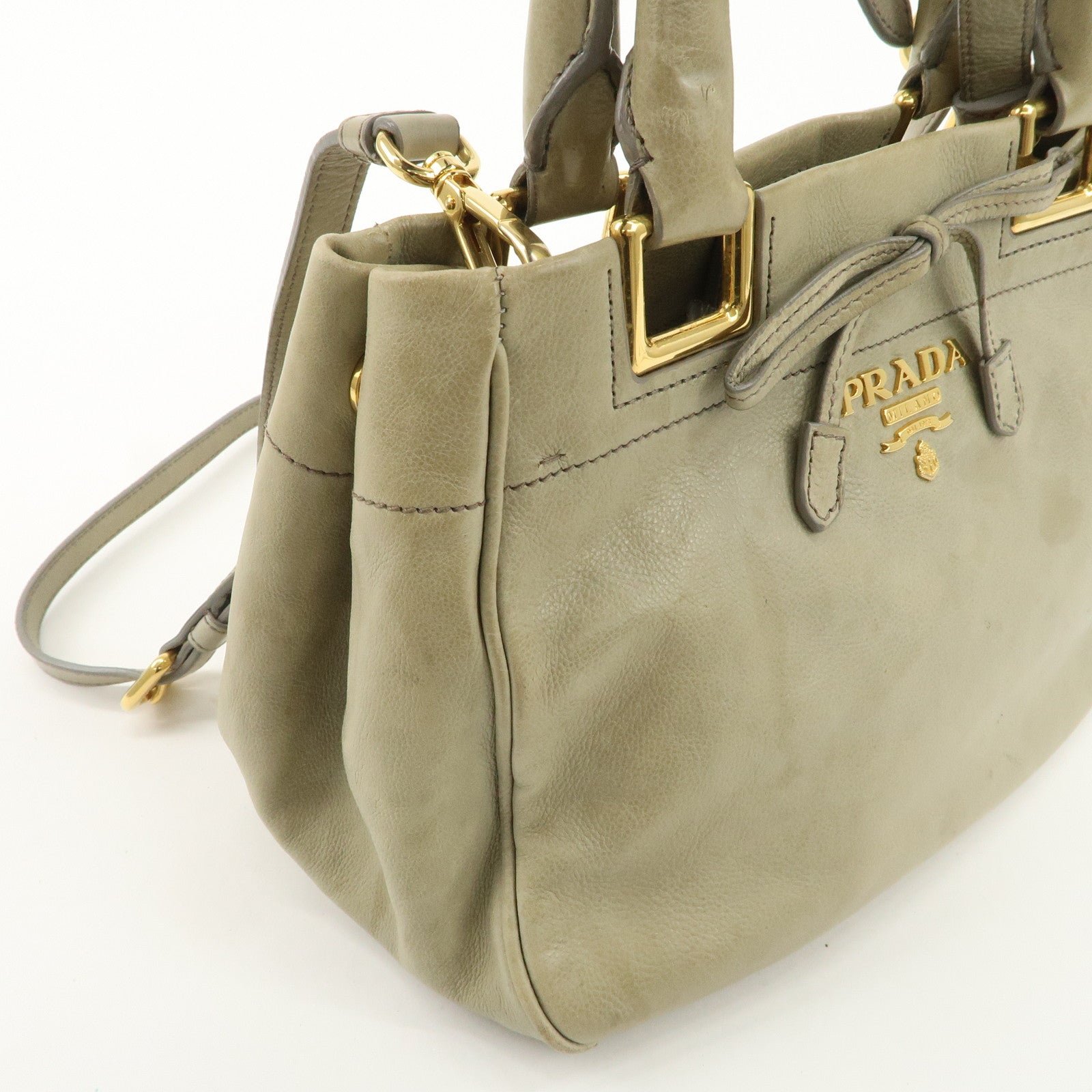 prada logo ribon leather 2way tote bag hand bag beige gold hdw bn2245 used prada logo ribon leather 2way tote bag hand bag beige gold hdw bn2245 used