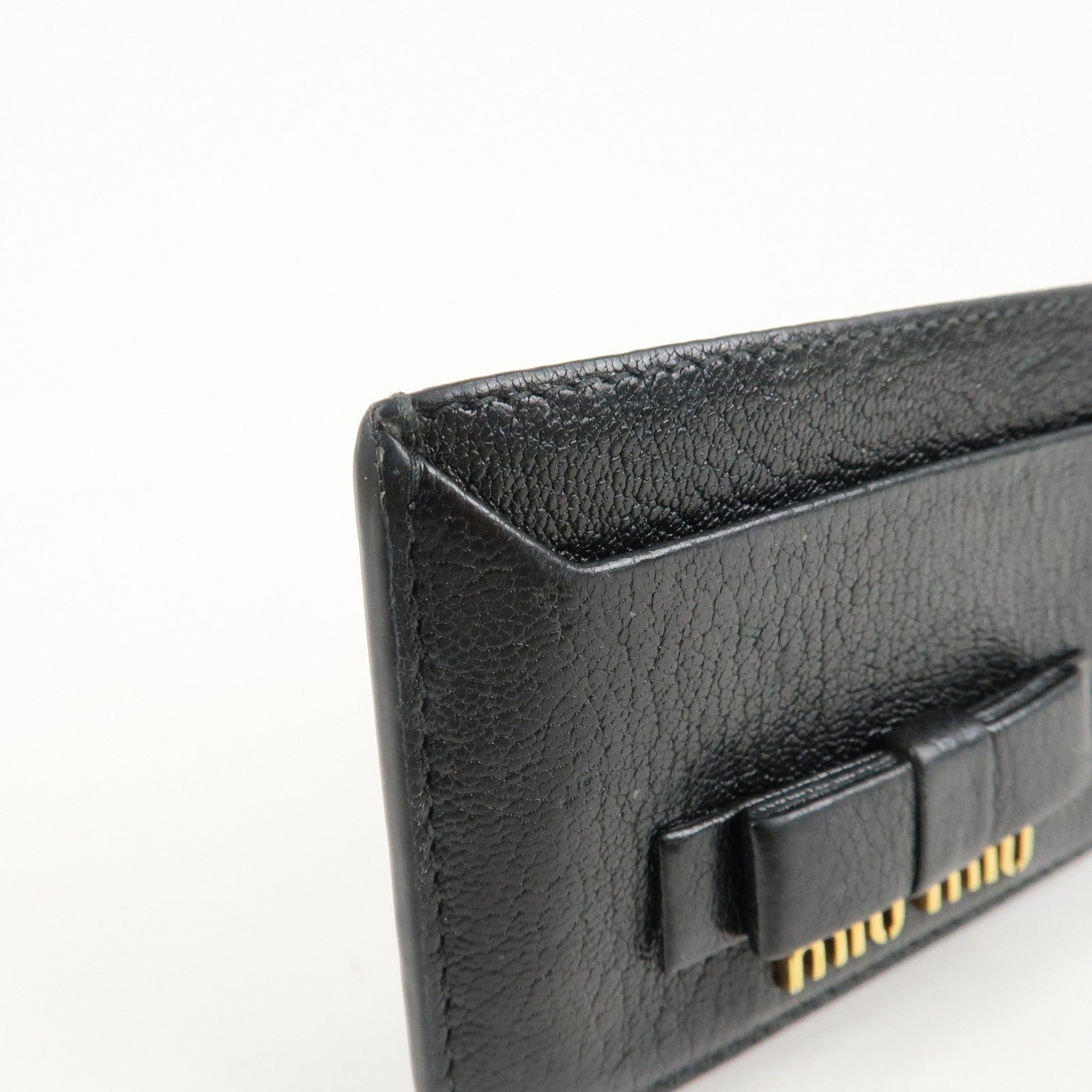 miu miu leather ribbon card case black gold hardware 5mc208 used miu miu leather ribbon card case black gold hardware 5mc208 used