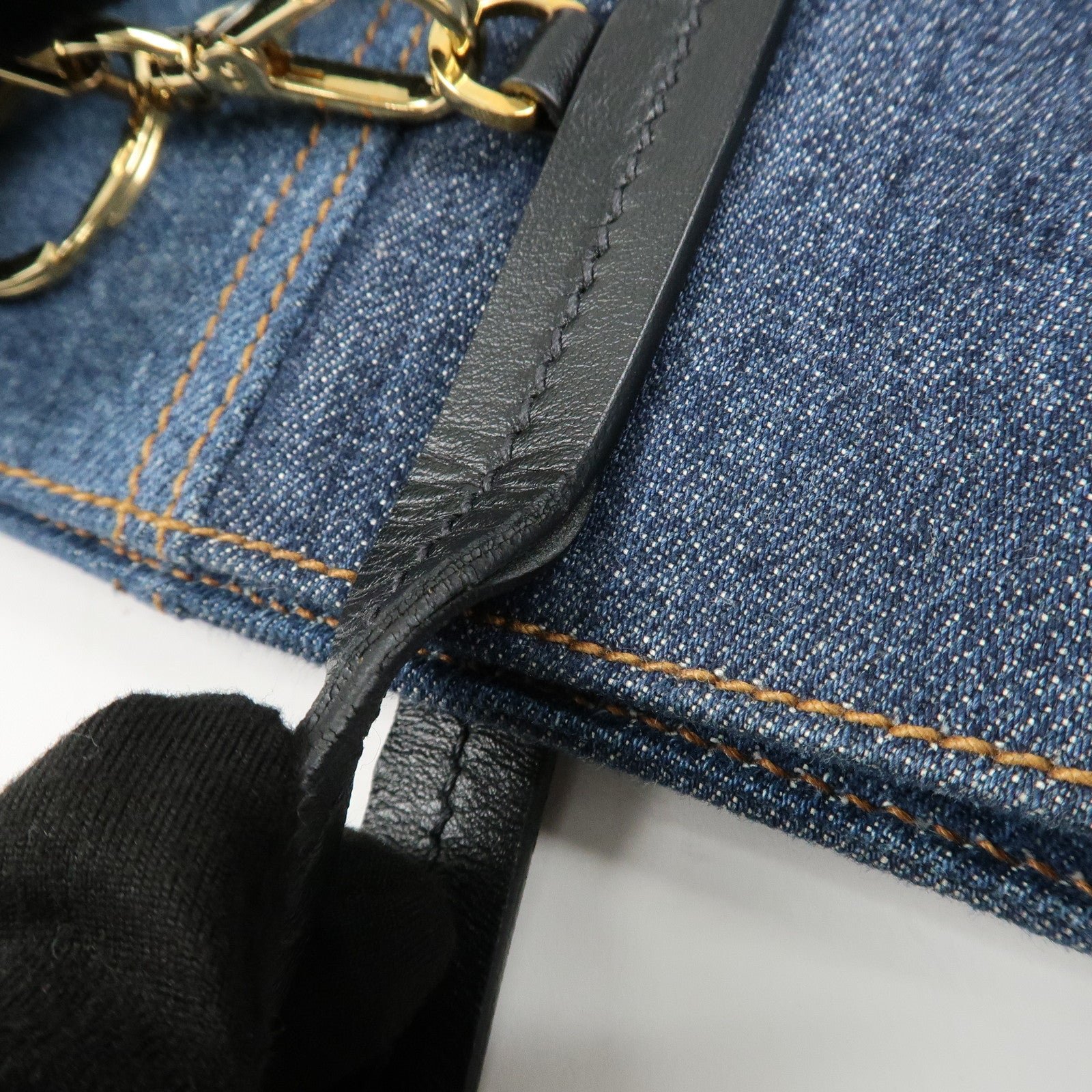 miu miu leather denim tote bag shoulder bag navy 5bg024 used miu miu leather denim tote bag shoulder bag navy 5bg024 used