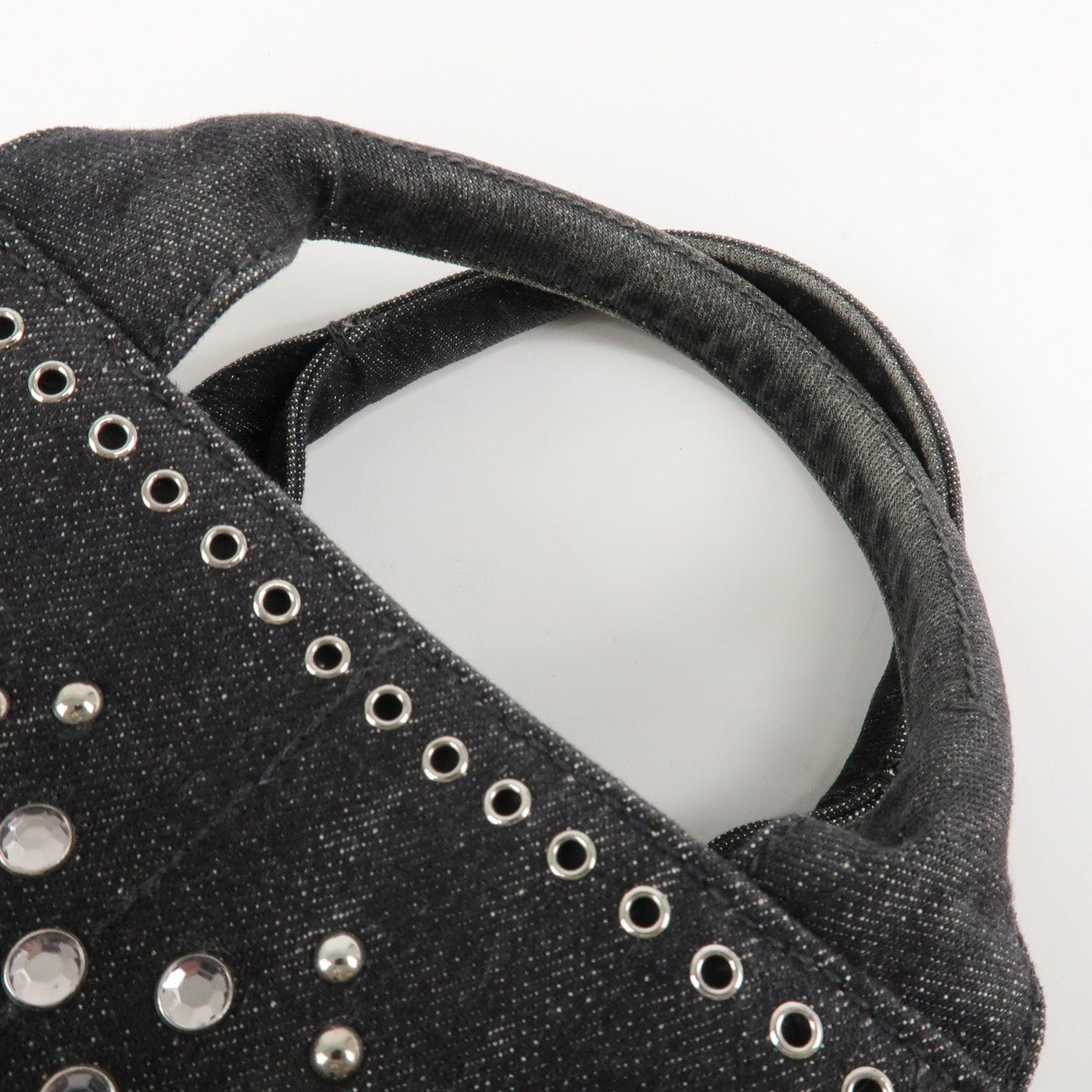 prada canapa mini canvas studs 2way shoulder bag hand bag black b2439g used prada canapa mini canvas studs 2way shoulder bag hand bag black b2439g used