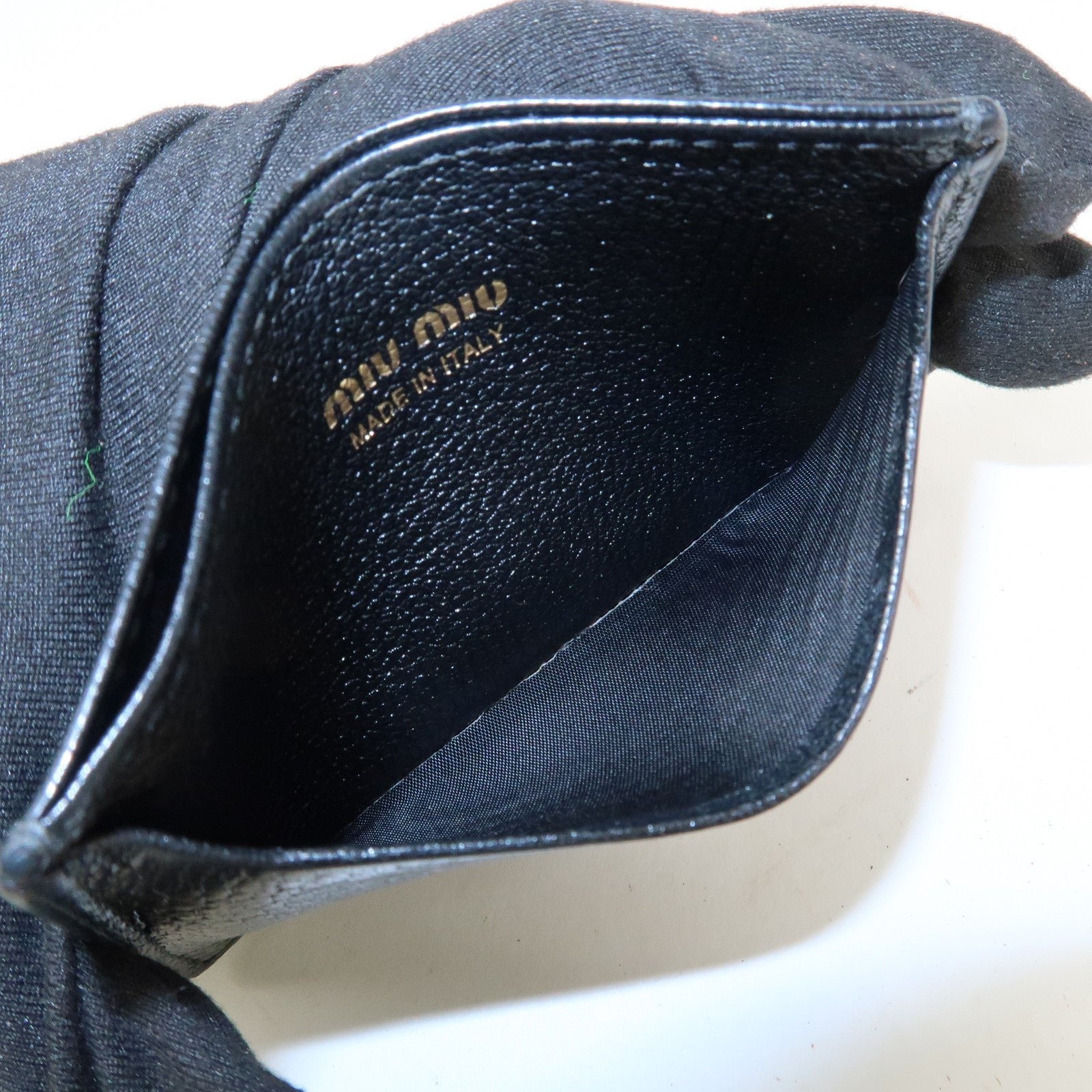 miu miu leather ribbon card case black gold hardware 5mc208 used miu miu leather ribbon card case black gold hardware 5mc208 used