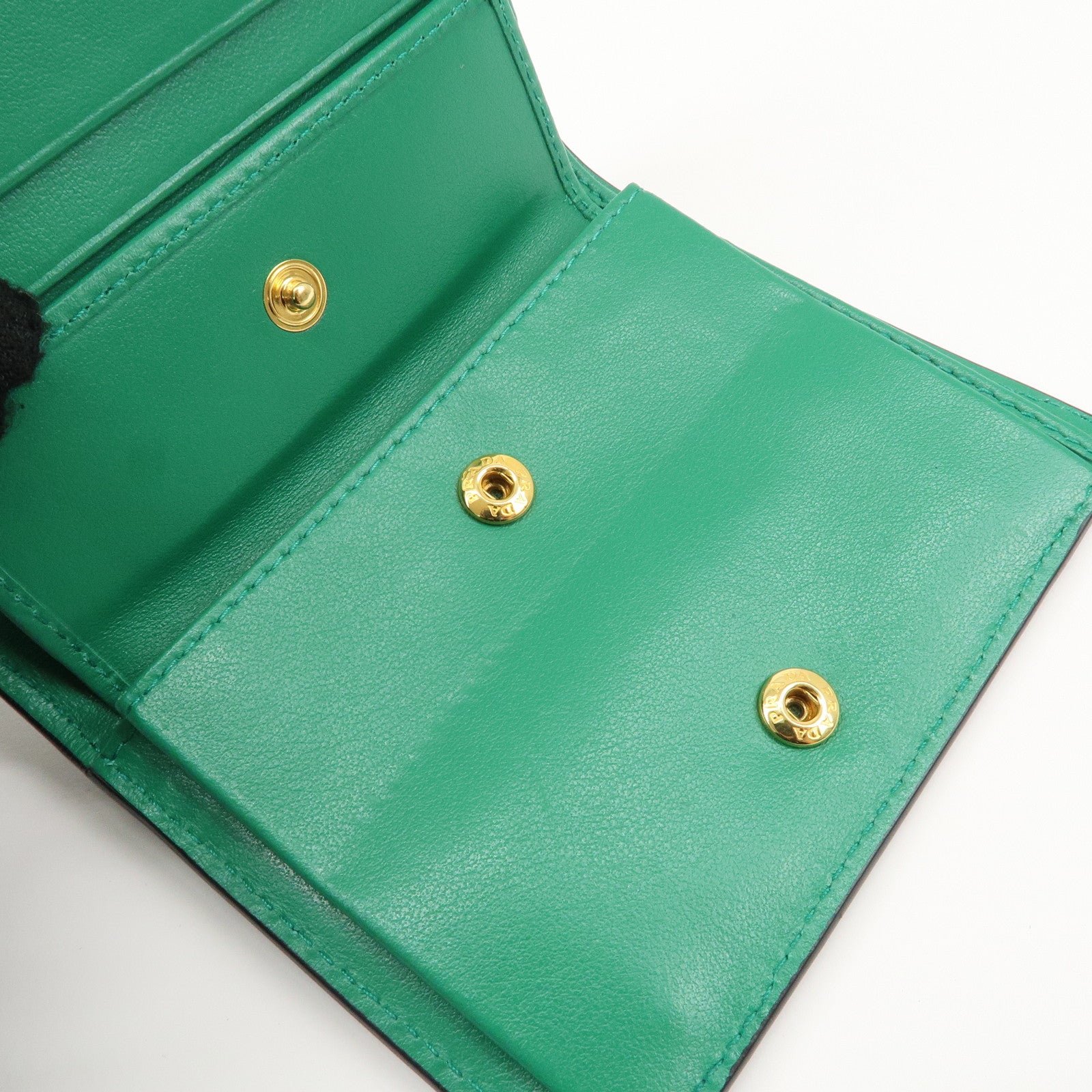 prada leather compact wallet floral print green gold hdw 1mv204 used prada leather compact wallet floral print green gold hdw 1mv204 used
