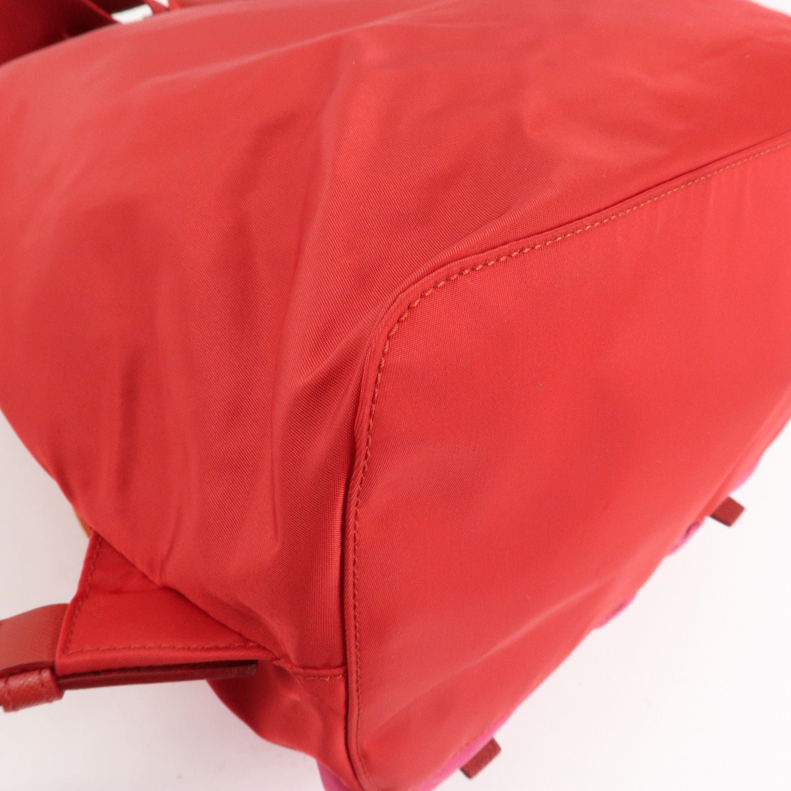 prada triangle logo nylon leather backpack ruck sack pink b6677 used prada triangle logo nylon leather backpack ruck sack pink b6677 used