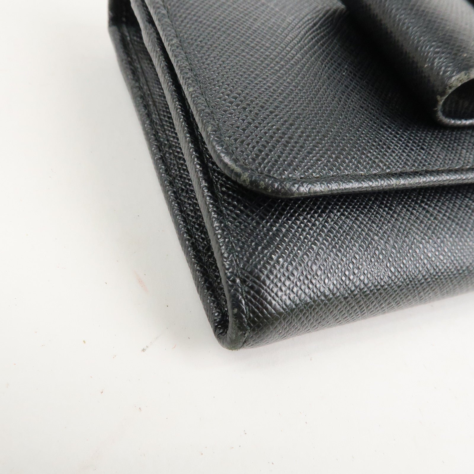 prada saffiano leather flap bi fold long wallet black gold 1mh132 used prada saffiano leather flap bi fold long wallet black gold 1mh132 used