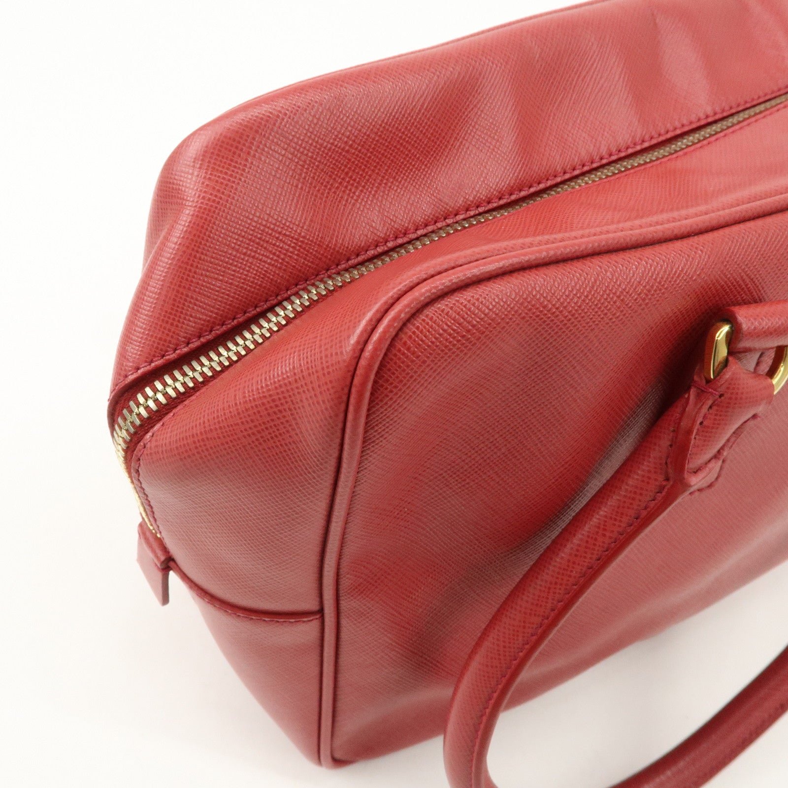 prada triangle logo saffiano leather boston bag hand bag red bl0095 used prada triangle logo saffiano leather boston bag hand bag red bl0095 used