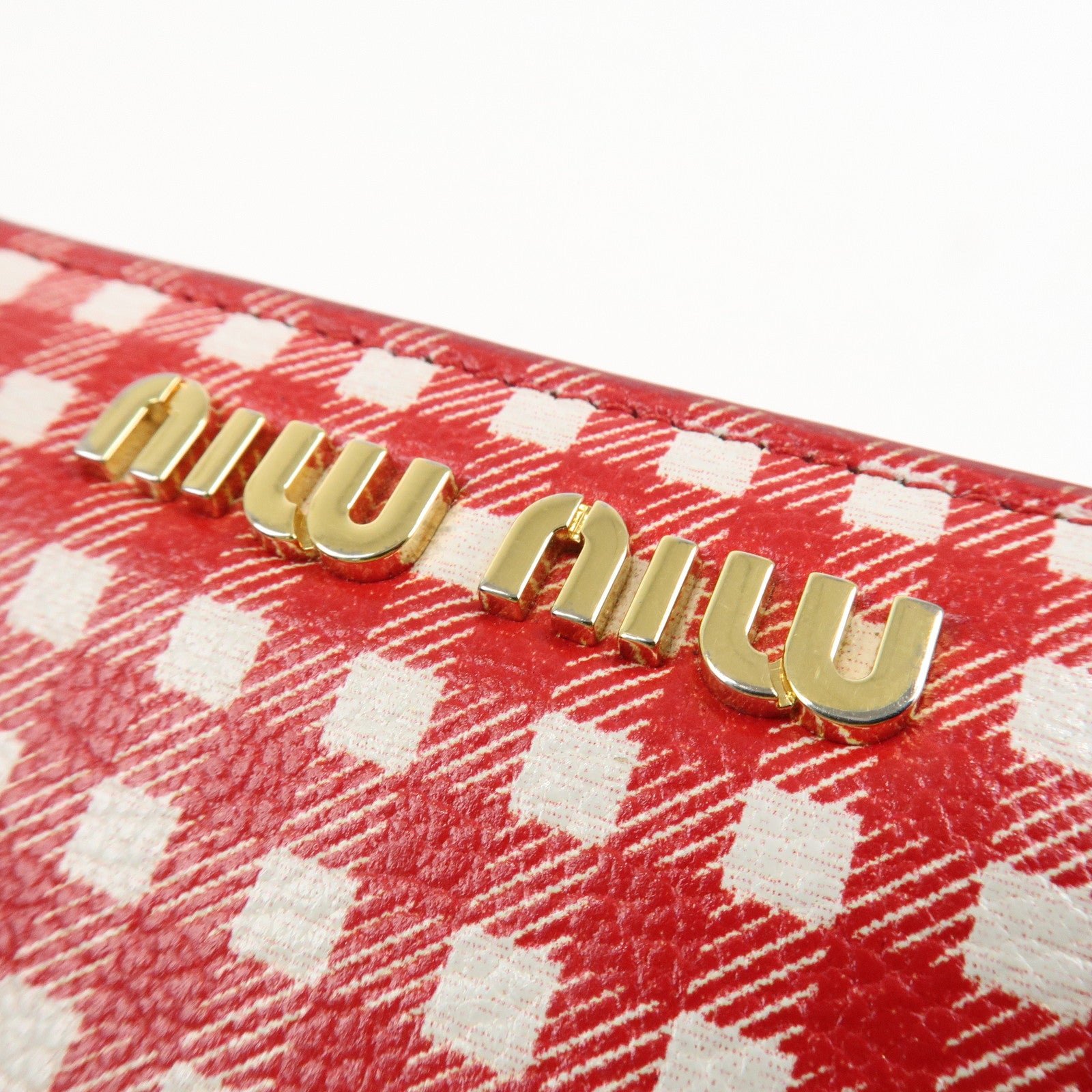 miu miu logo leather bi fold compact wallet red 5mv204 used miu miu logo leather bi fold compact wallet red 5mv204 used