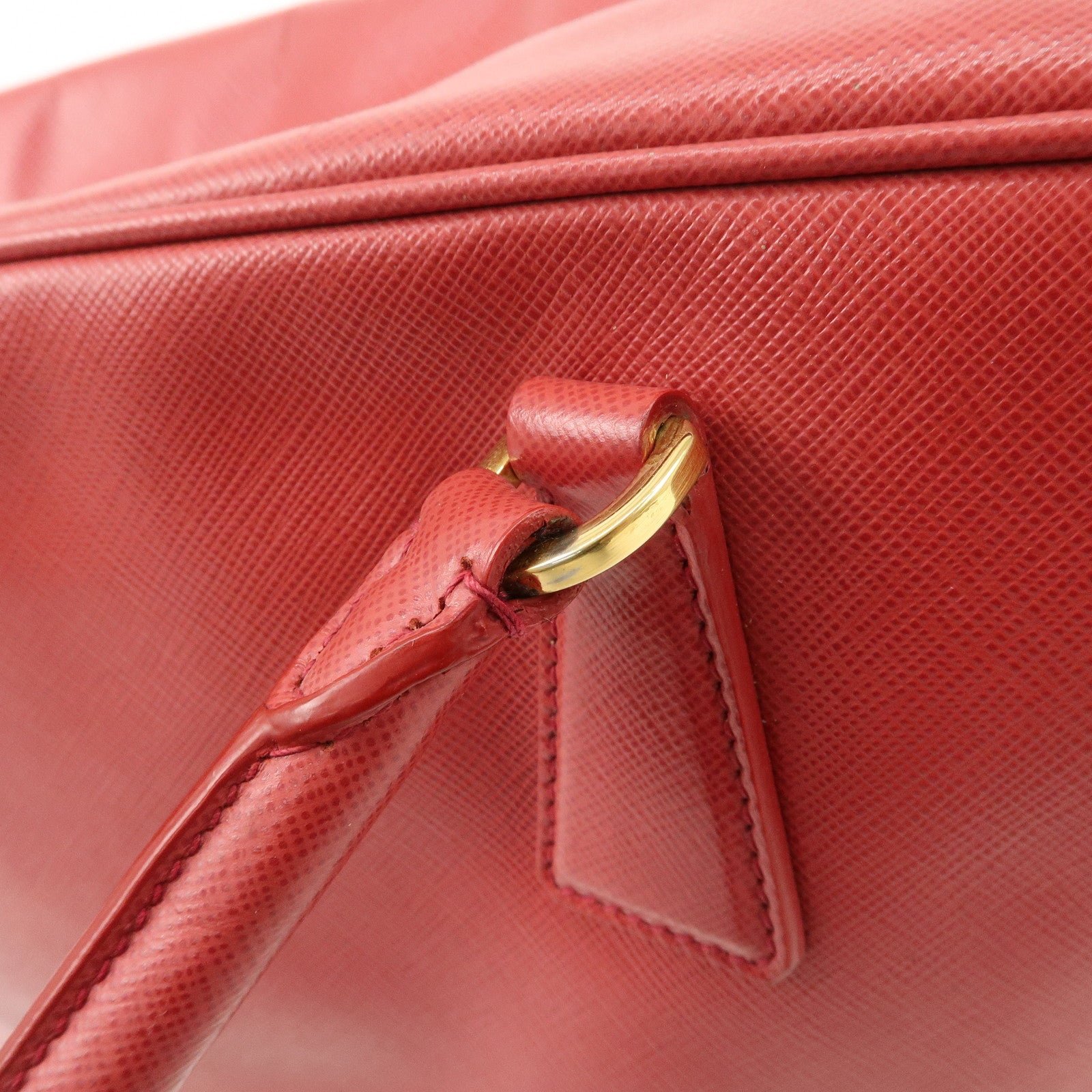 prada triangle logo saffiano leather boston bag hand bag red bl0095 used prada triangle logo saffiano leather boston bag hand bag red bl0095 used
