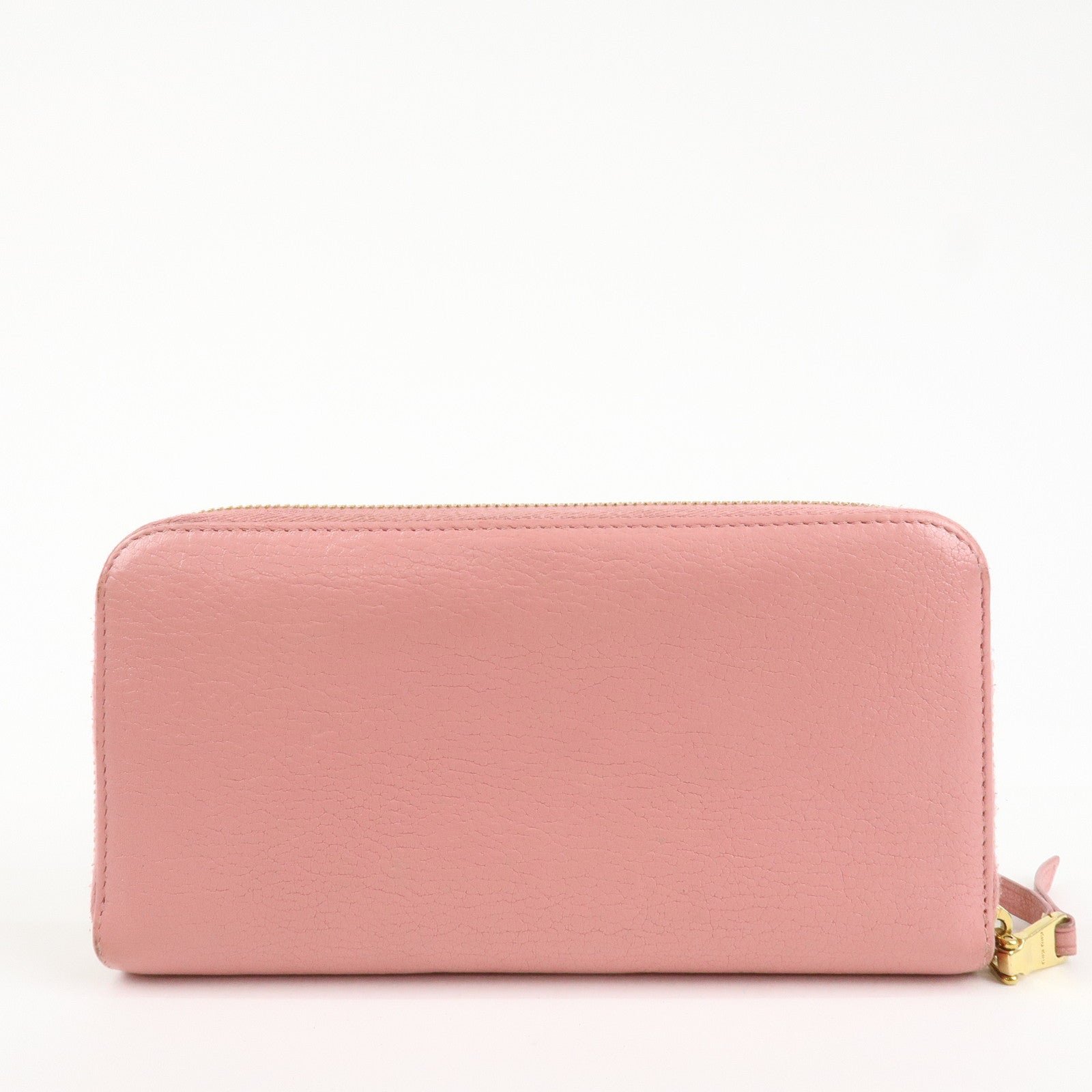 miu miu leather round zippy wallet long wallet pink 5ml506 used miu miu leather round zippy wallet long wallet pink 5ml506 used