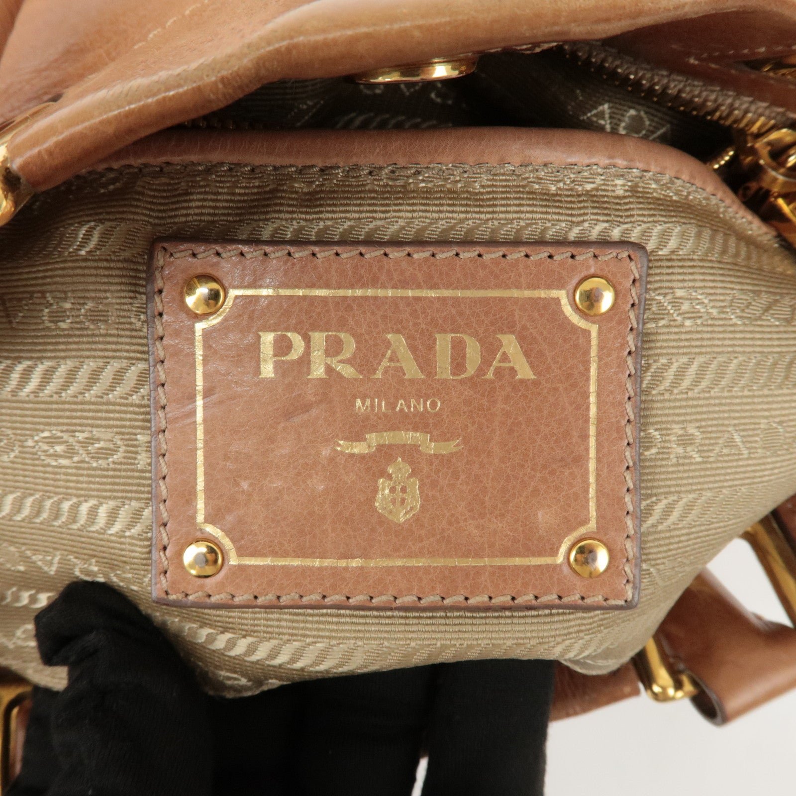 prada logo leather ribbon 2way bag hand bag brown bn2245 used prada logo leather ribbon 2way bag hand bag brown bn2245 used