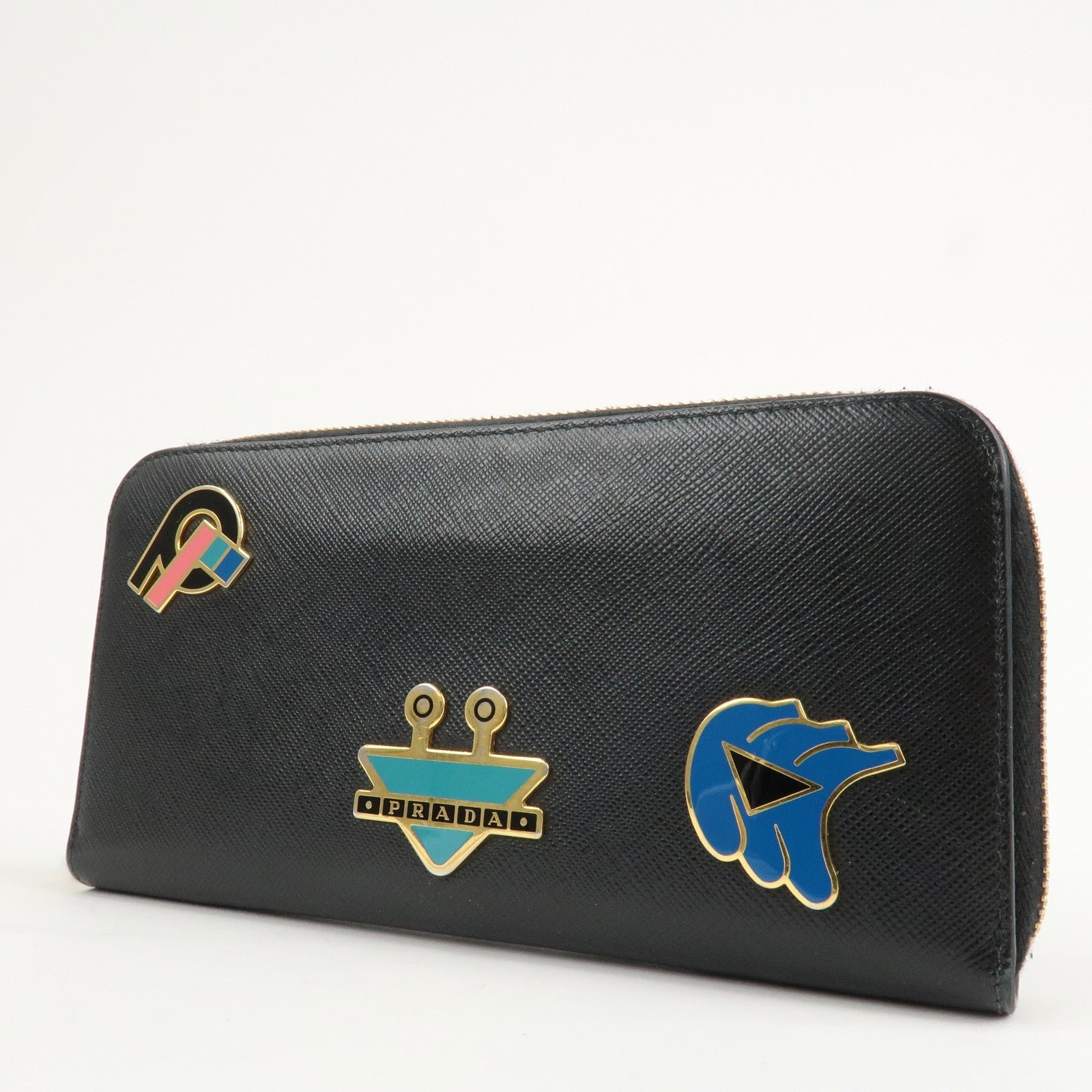 prada logo saffiano leather zippy long wallet black 1ml506 prada logo saffiano leather zippy long wallet black 1ml506