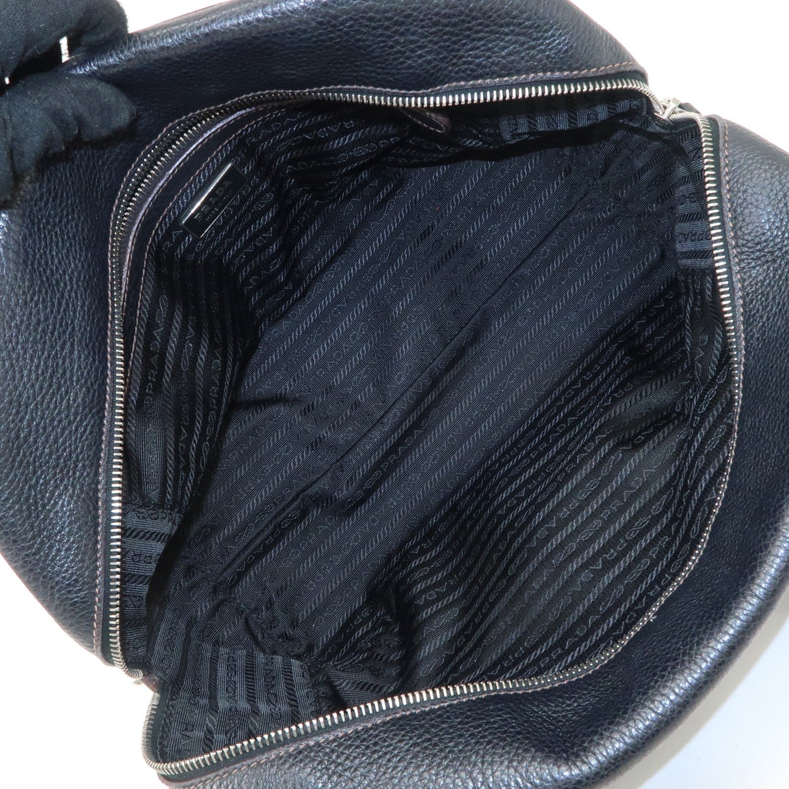 prada logo leather hand bag mini boston bag black bl0471 used prada logo leather hand bag mini boston bag black bl0471 used