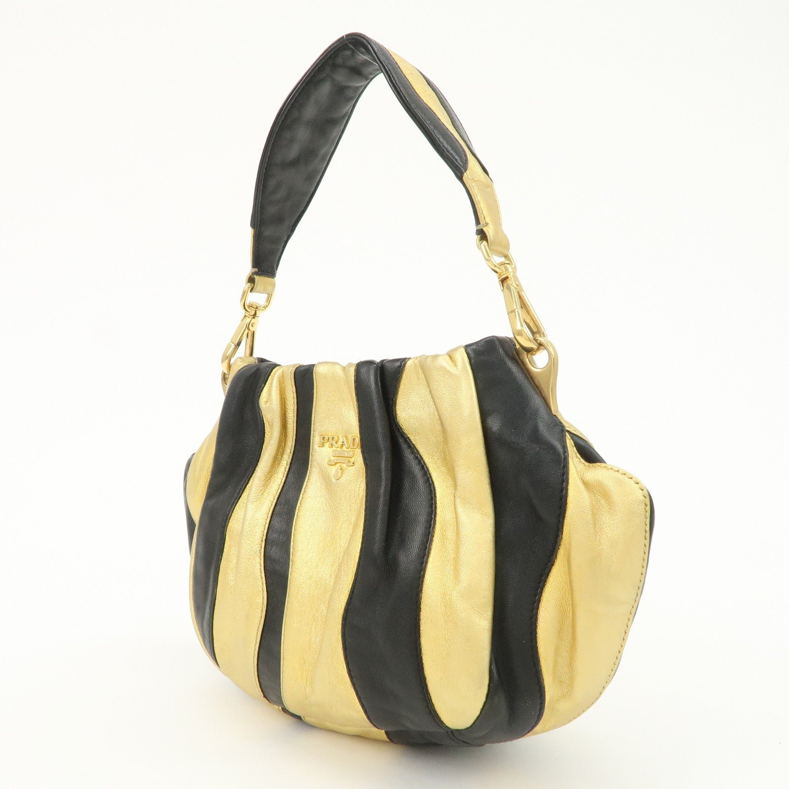 prada leather hand bag black gold hardware prada leather hand bag black gold hardware