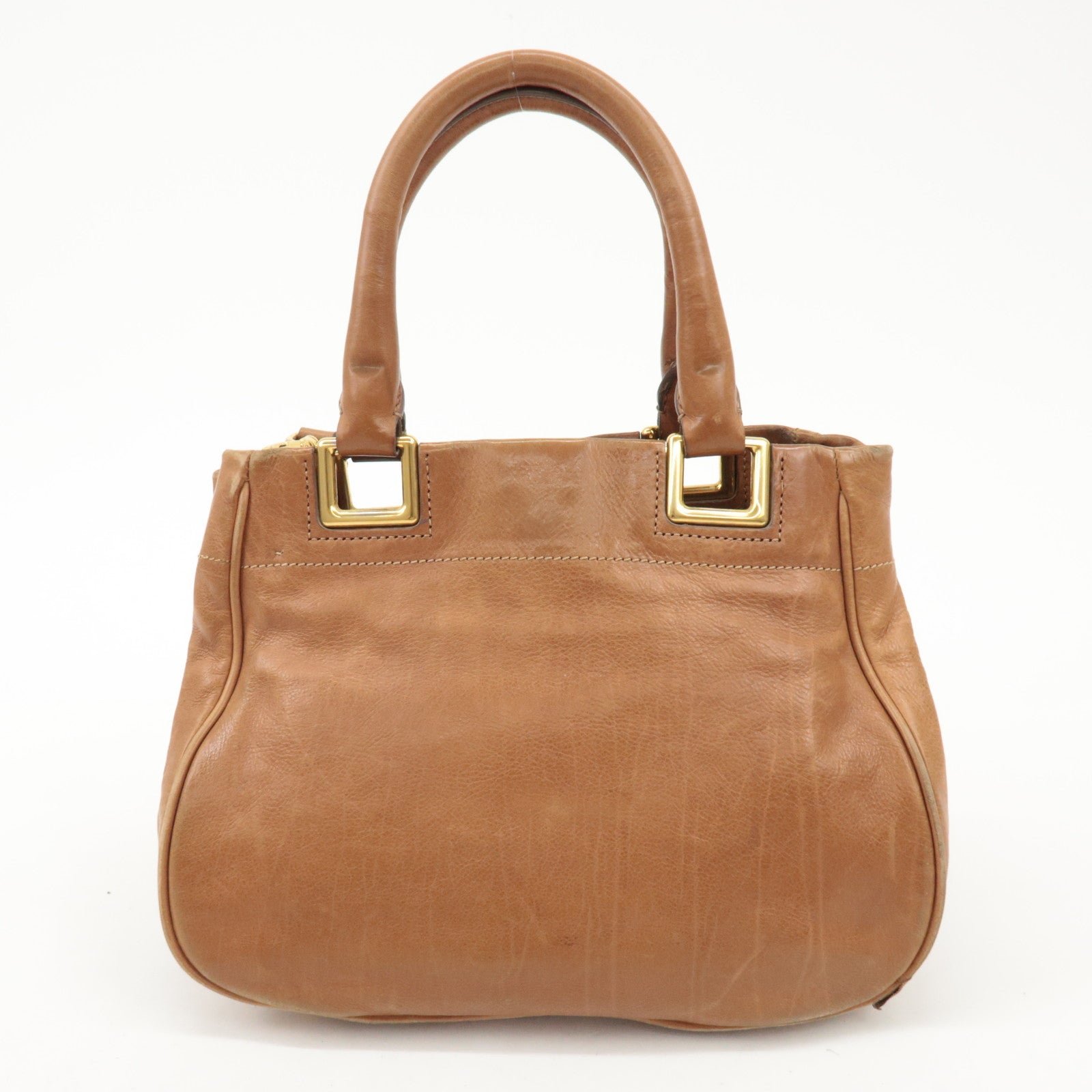 prada logo leather ribbon 2way bag hand bag brown bn2245 used prada logo leather ribbon 2way bag hand bag brown bn2245 used