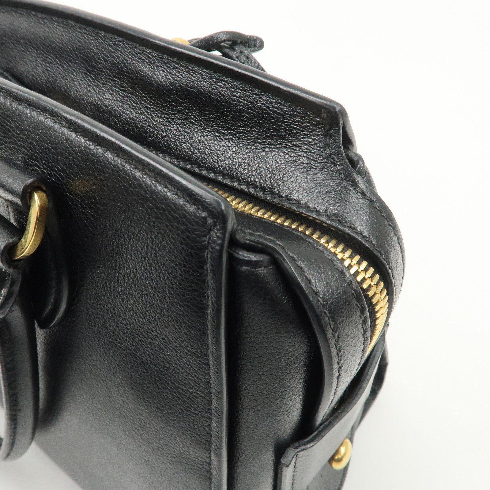 prada leather 2way bag hand bag black gold hardware used prada leather 2way bag hand bag black gold hardware used