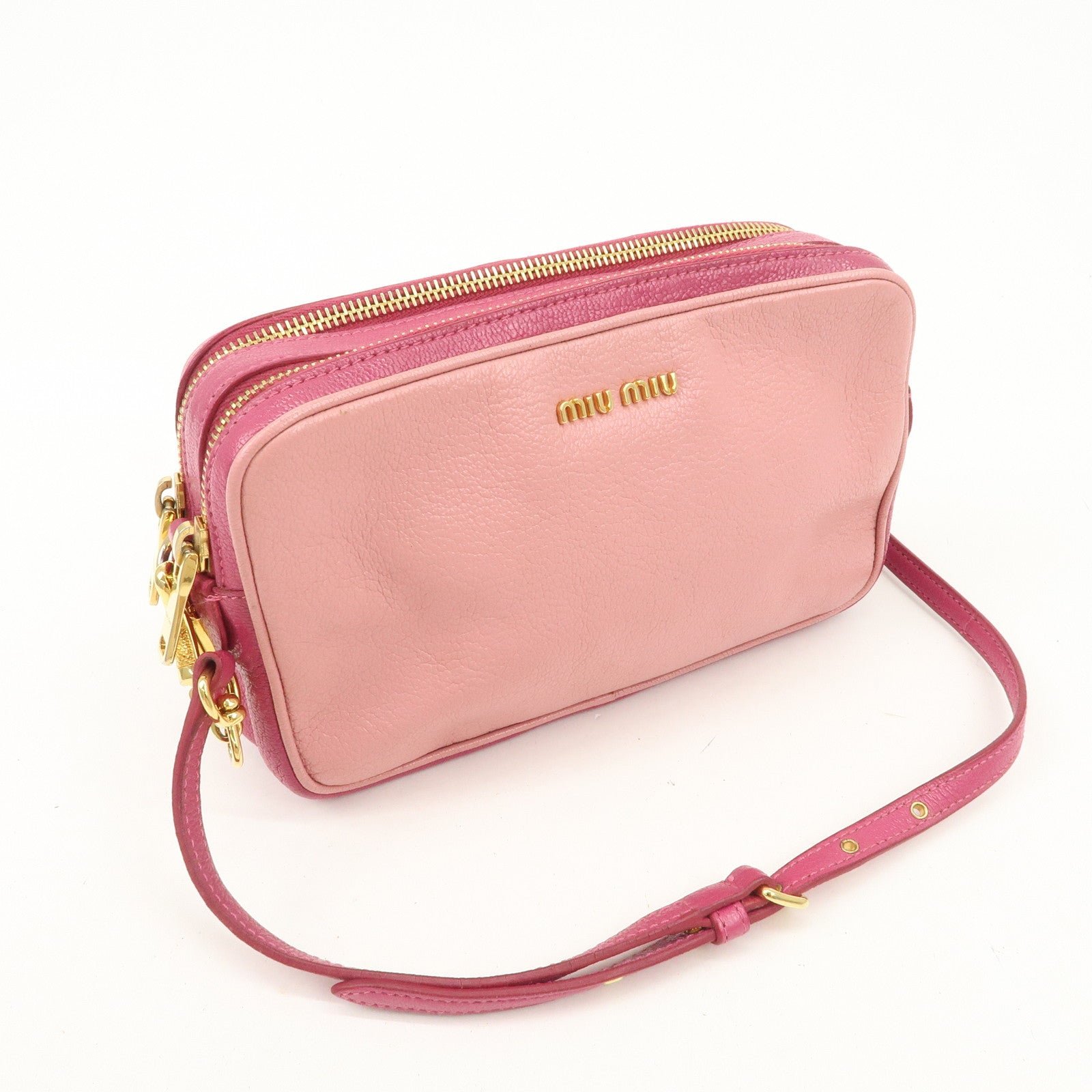 miu miu leather shoulder bag crossbody bag pink used miu miu leather shoulder bag crossbody bag pink used