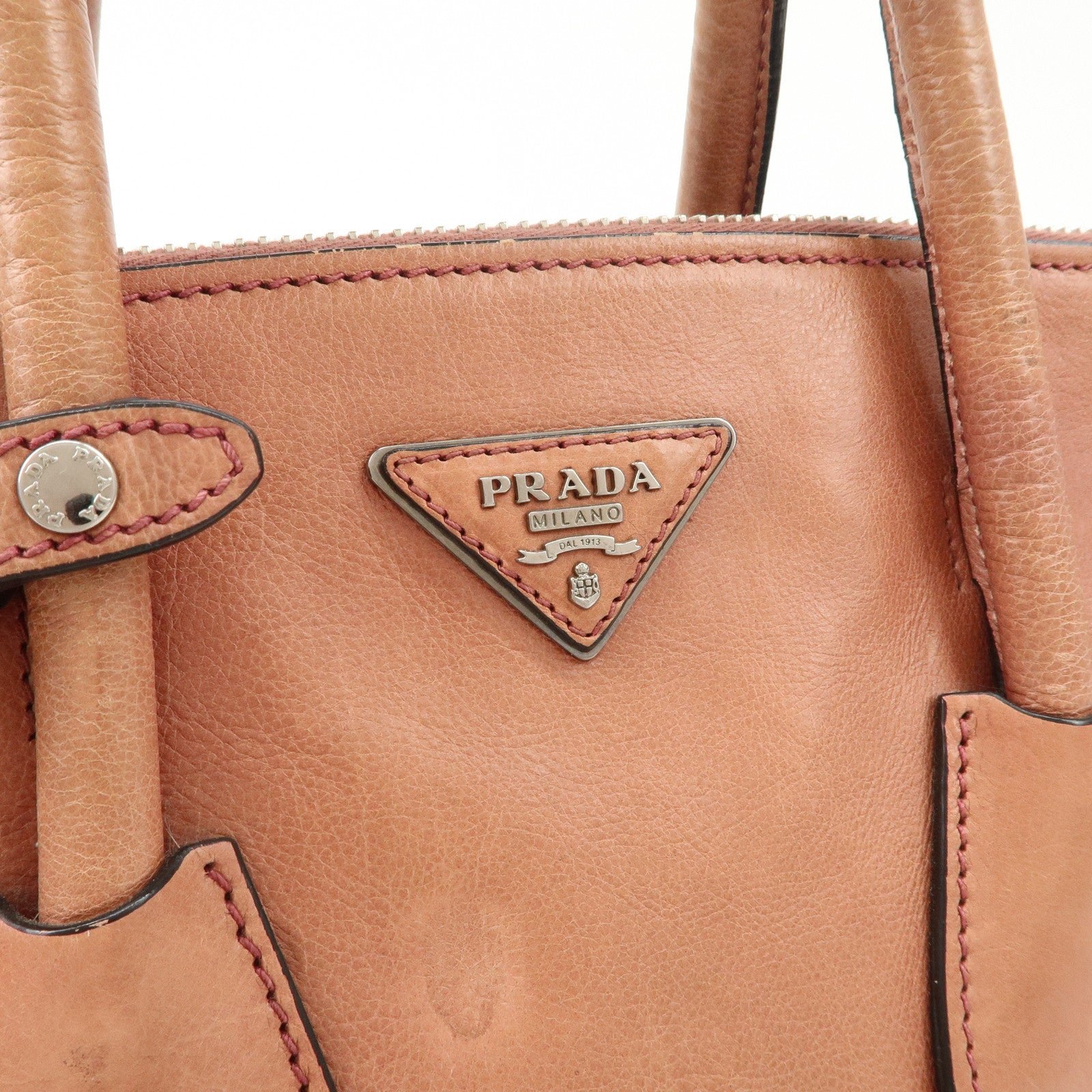 prada triangle logo leather 2way tote bag hand bag pink b2625m prada triangle logo leather 2way tote bag hand bag pink b2625m