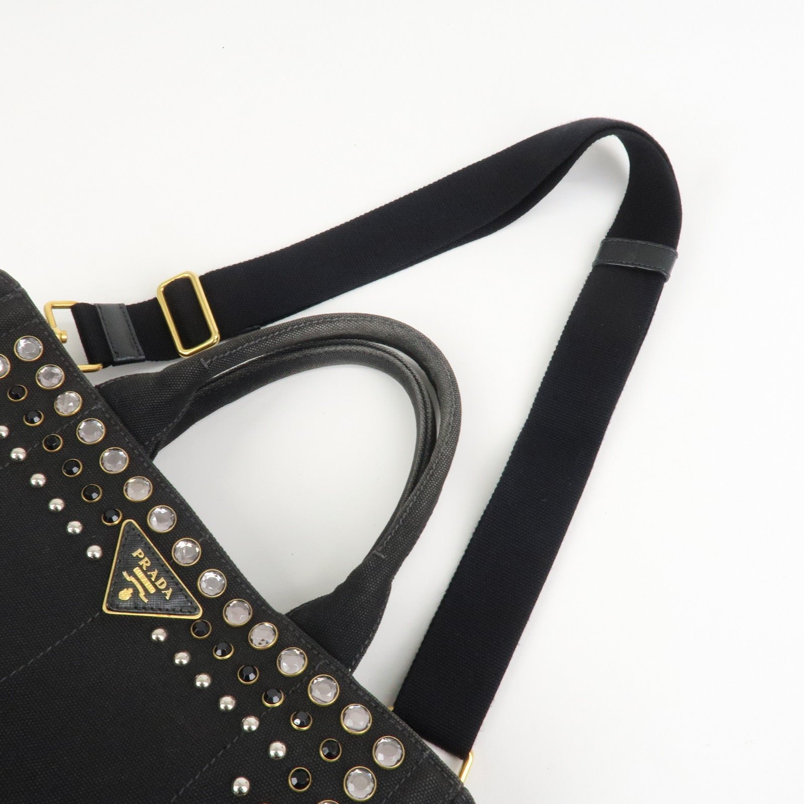 prada triangle logo denim canapa bijoux 2way hand bag black b2642b prada triangle logo denim canapa bijoux 2way hand bag black b2642b