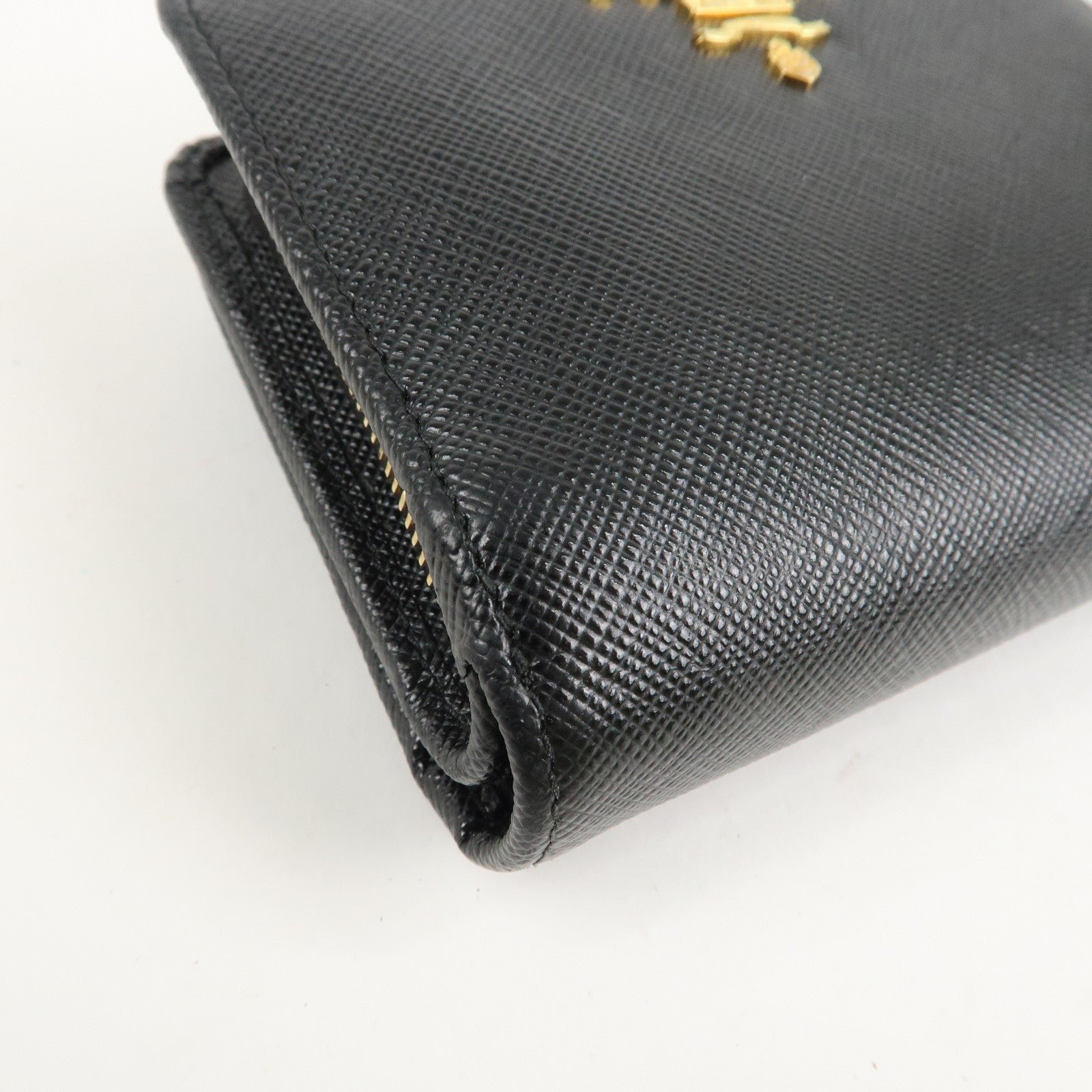 prada saffiano leather bi fold wallet black red gold 1ml018 used prada saffiano leather bi fold wallet black red gold 1ml018 used