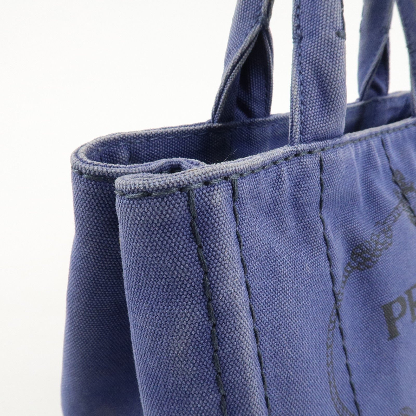 prada logo canapa canvas 2way tote bag hand bag navy b2642b used prada logo canapa canvas 2way tote bag hand bag navy b2642b used