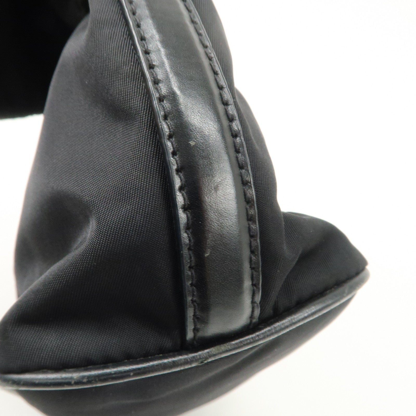 prada triangle logo nylon leather shoulder bag hand bag black br3121 used prada triangle logo nylon leather shoulder bag hand bag black br3121 used
