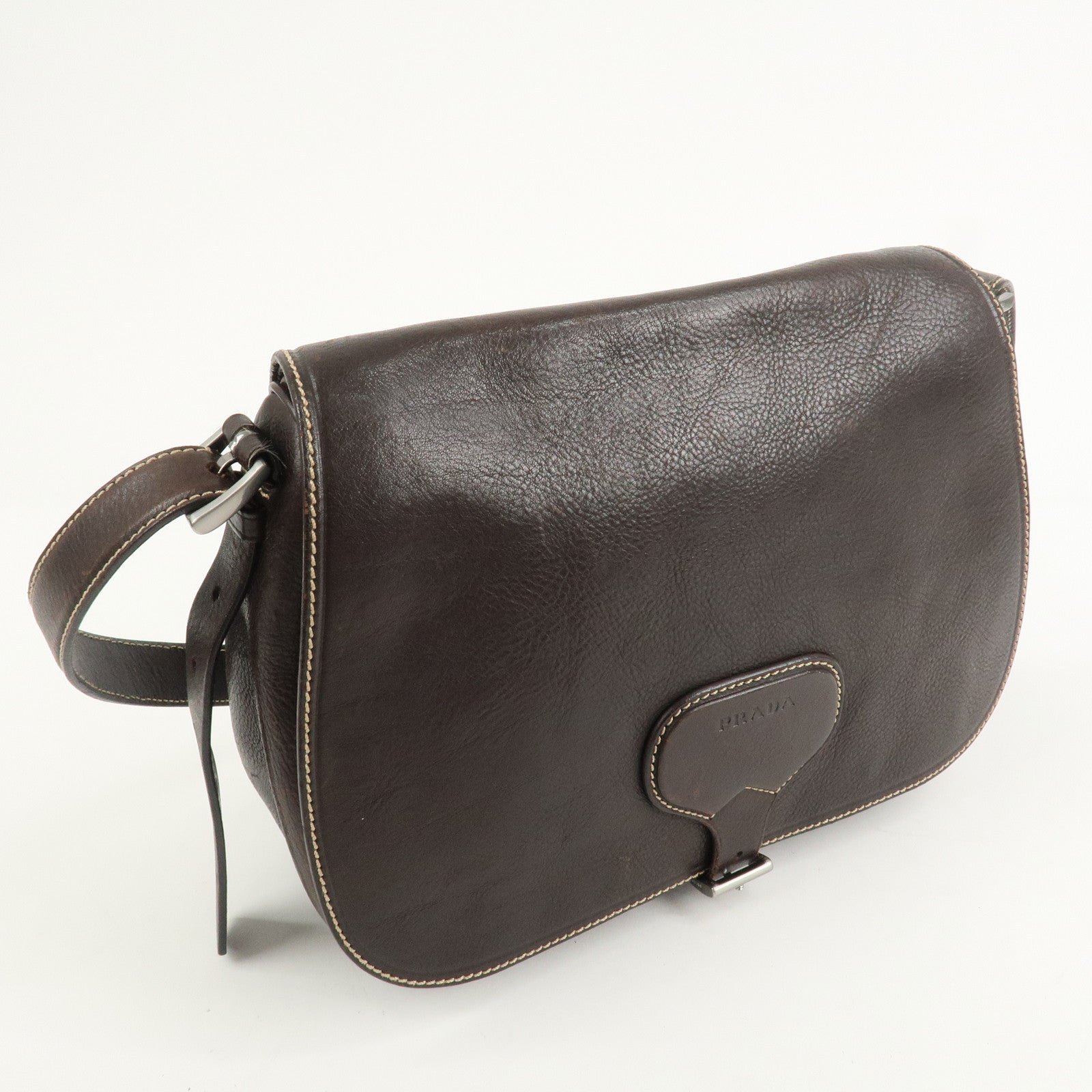 prada logo leather shoulder bag crossbody bag brown prada logo leather shoulder bag crossbody bag brown