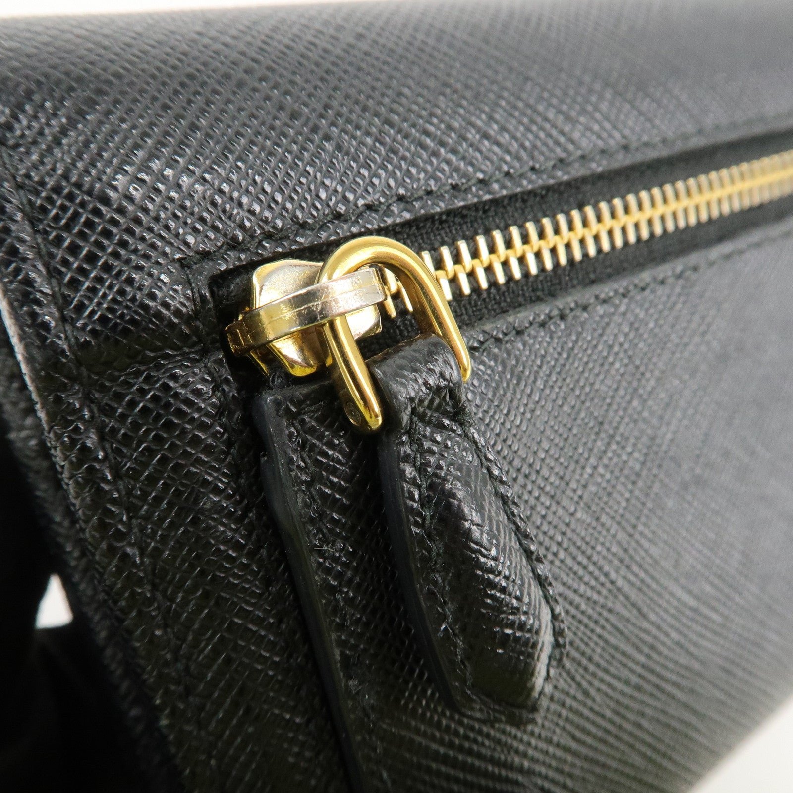 prada saffiano leather flap bi fold long wallet black gold 1mh132 used prada saffiano leather flap bi fold long wallet black gold 1mh132 used