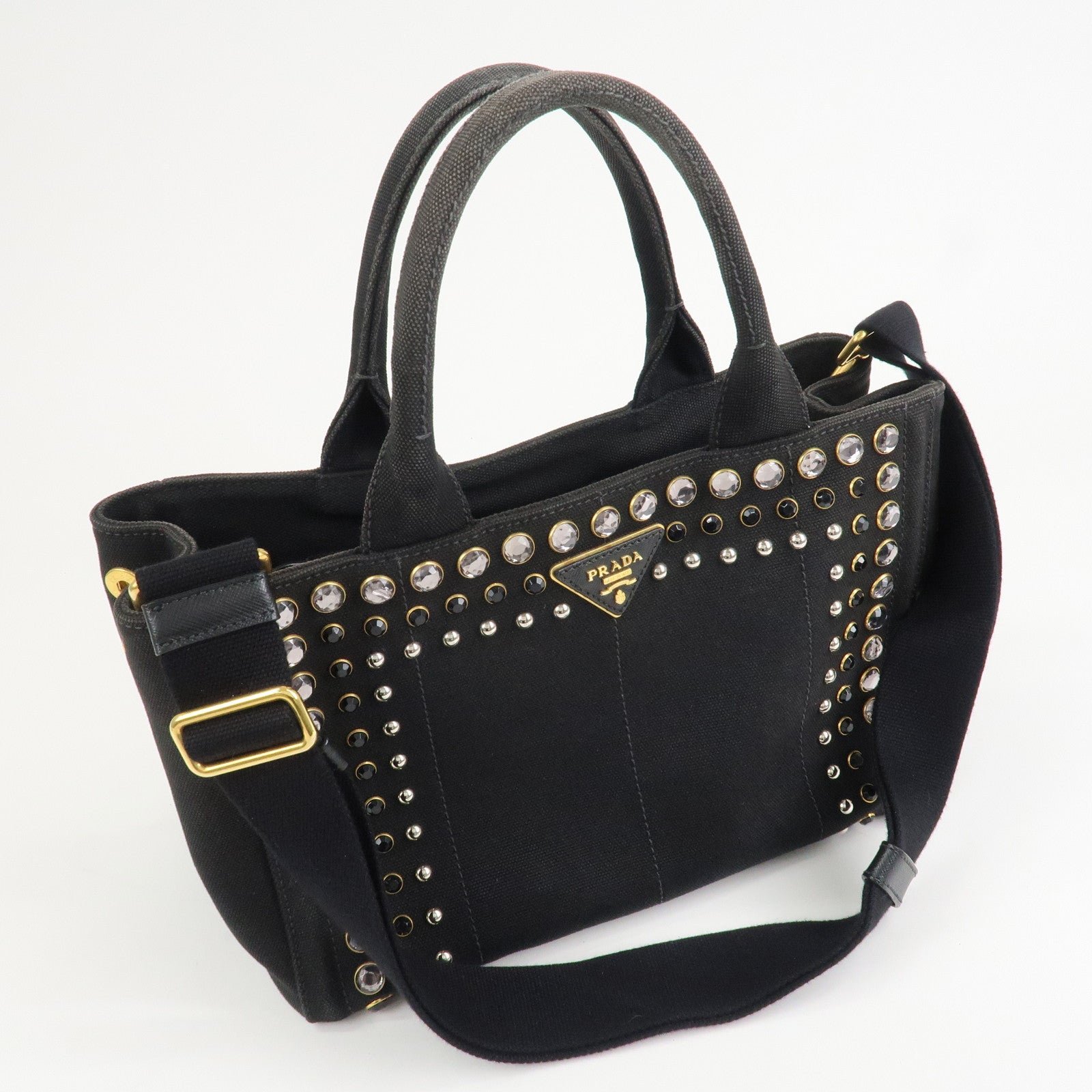 prada triangle logo denim canapa bijoux 2way hand bag black b2642b prada triangle logo denim canapa bijoux 2way hand bag black b2642b