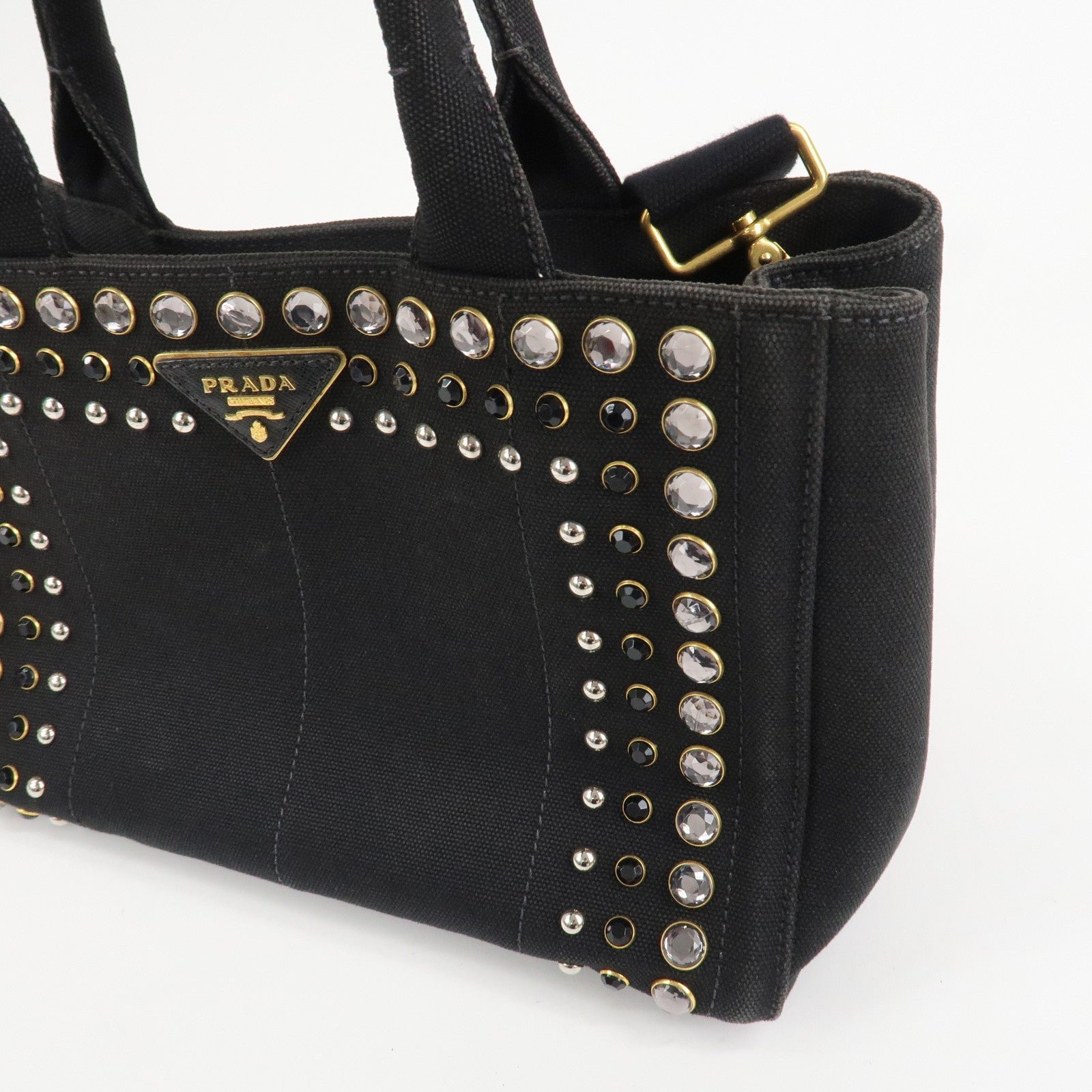 prada triangle logo denim canapa bijoux 2way hand bag black b2642b prada triangle logo denim canapa bijoux 2way hand bag black b2642b