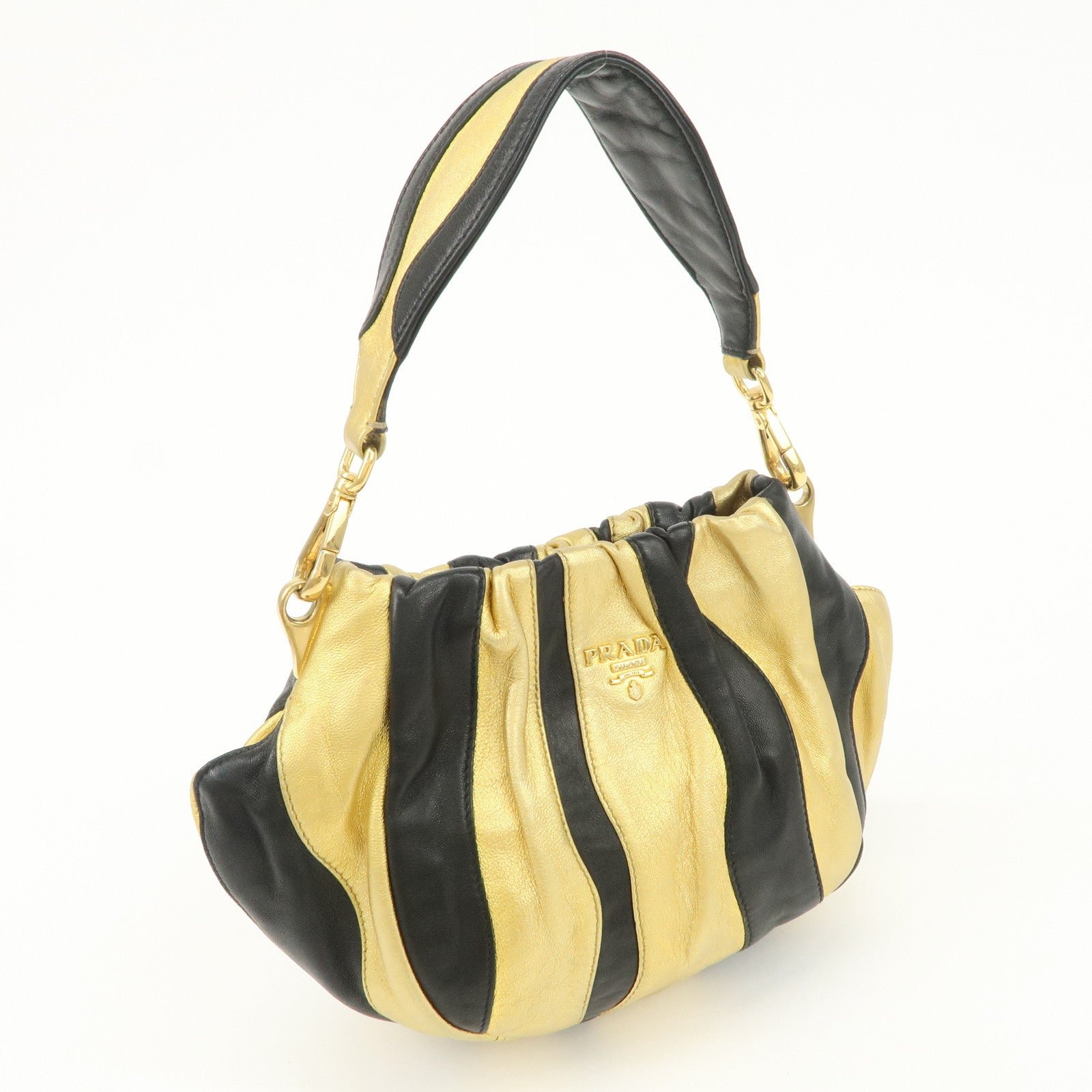 prada leather hand bag black gold hardware prada leather hand bag black gold hardware