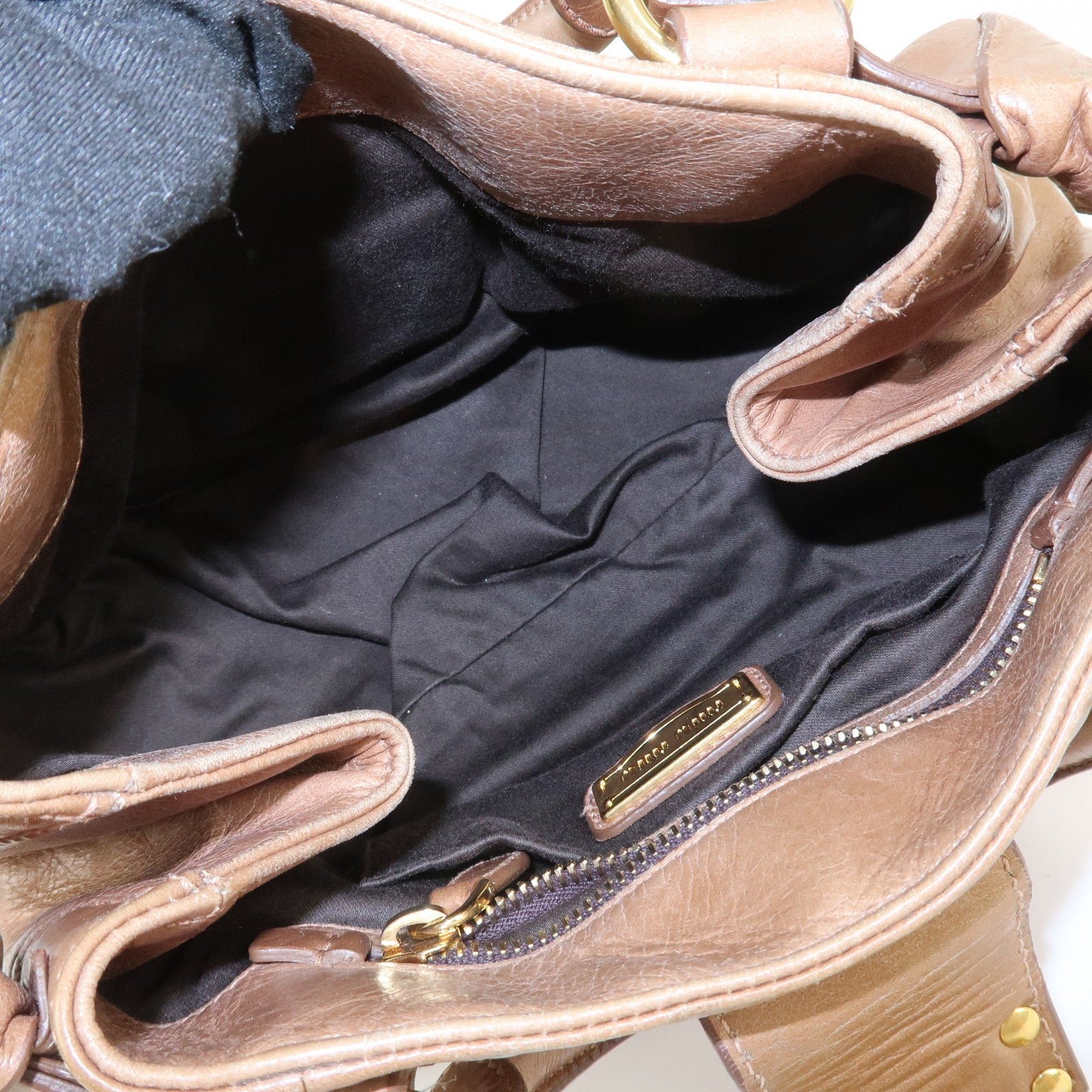 miu miu leather side ribbon 2way bag hand bag beige gold miu miu leather side ribbon 2way bag hand bag beige gold