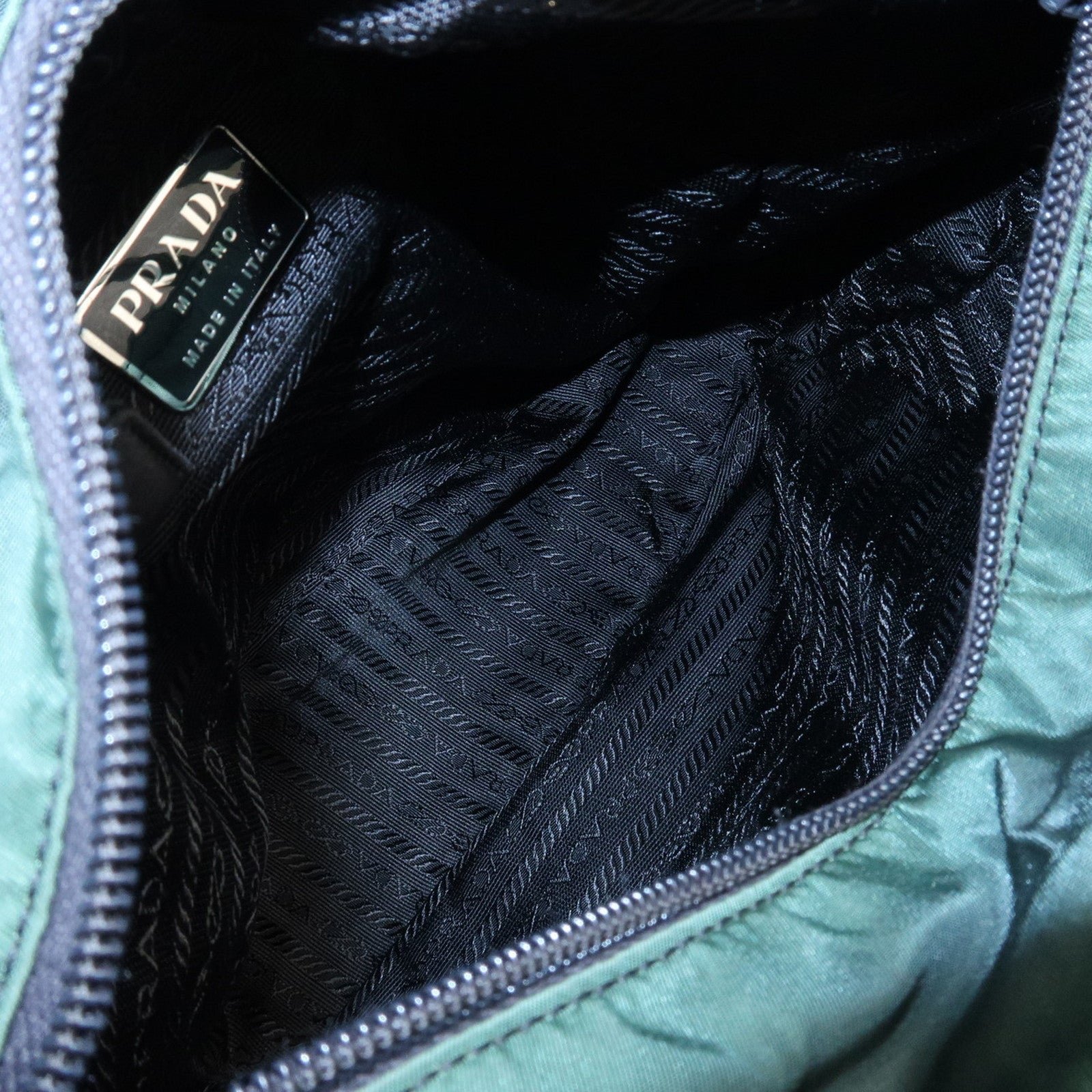 prada triangle logo nylon leather tote bag green prada triangle logo nylon leather tote bag green